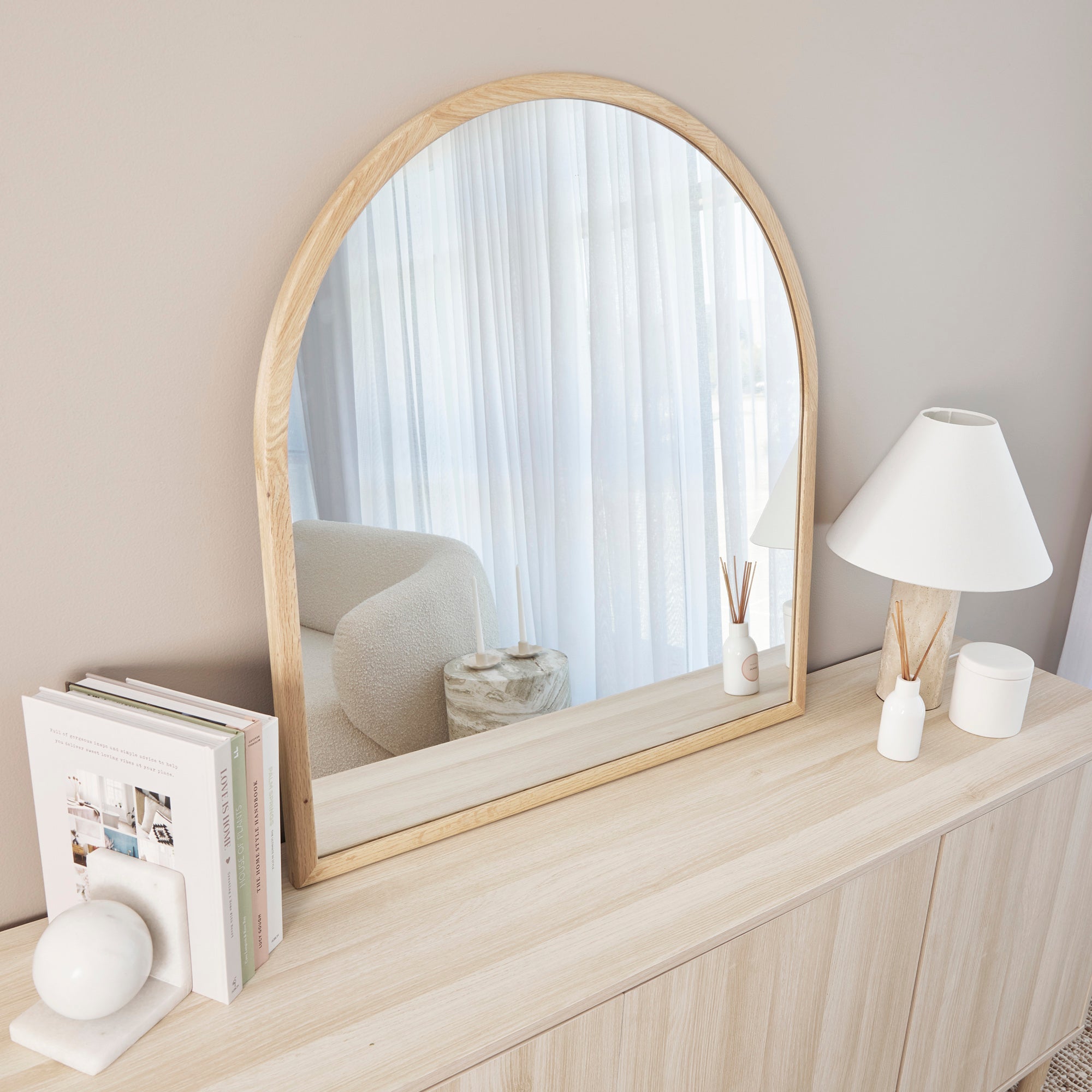 Oakleigh 85cm Arch Solid Oak Mirror product image 6