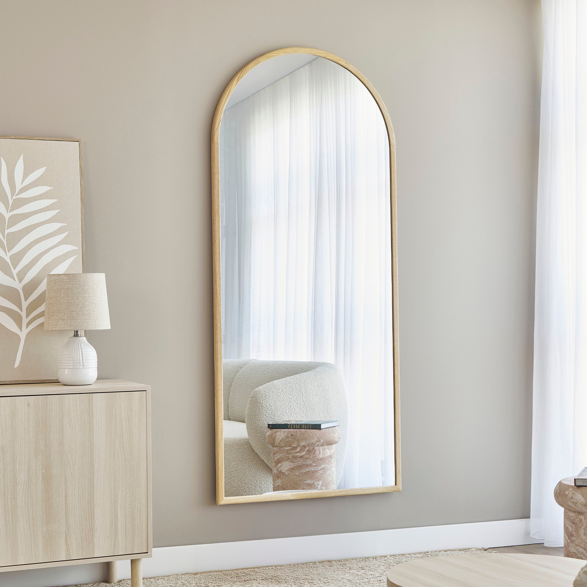 Oakleigh 180cm Arch Solid Oak Mirror Natural product image 5