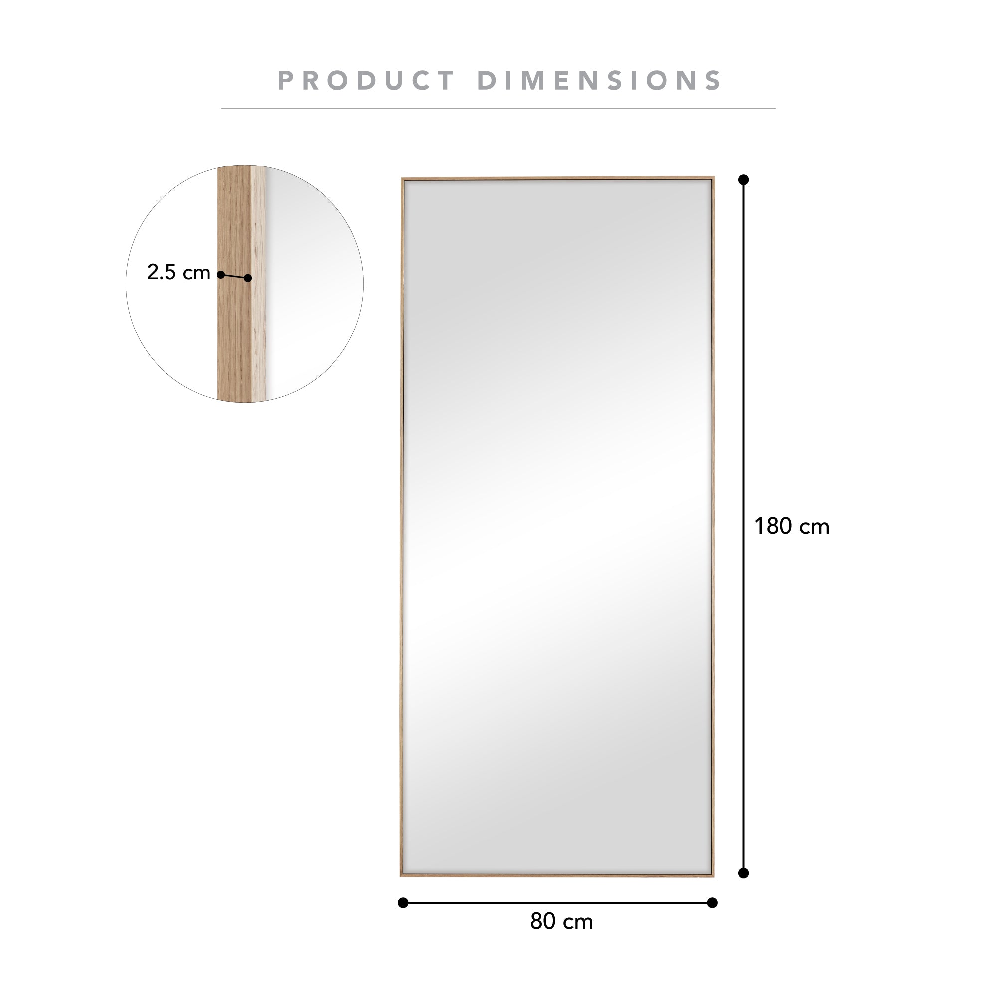 Oakleigh 180cm Rectangle Solid Oak Mirror Natural product image 3