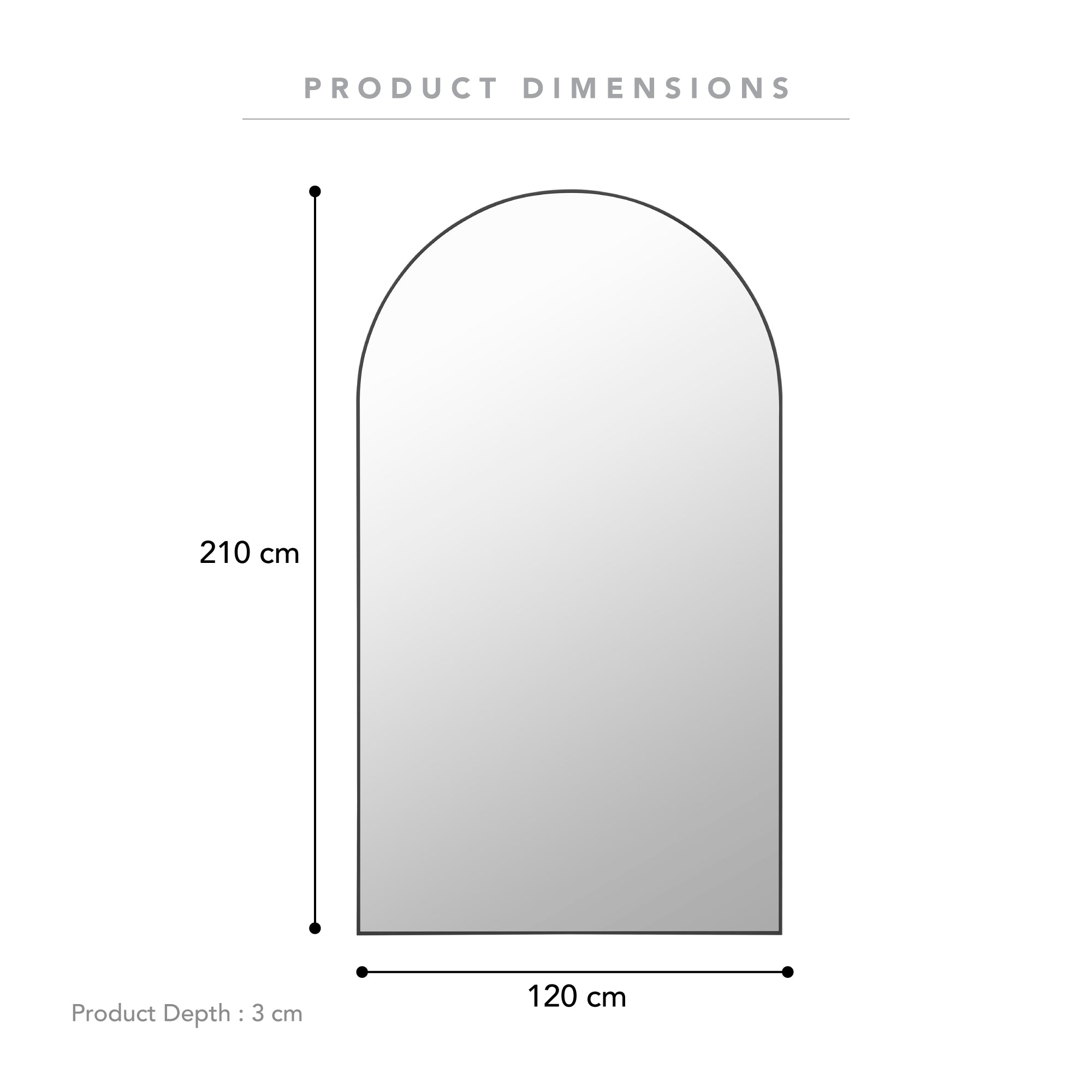 Cindy XXXL 210cm Arch Mirror Black product image 3