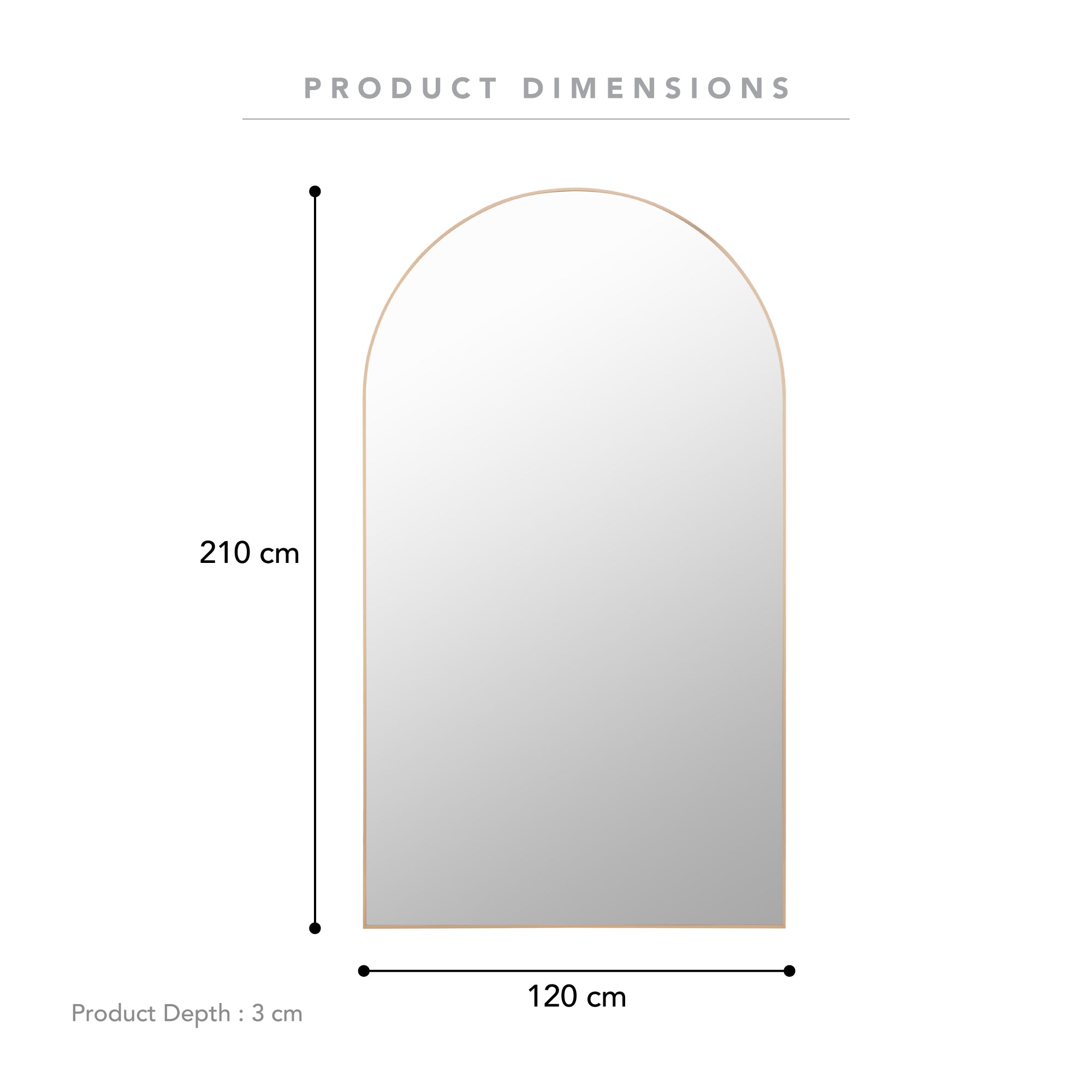 Cindy XXXL 210cm Arch Mirror Gold product image 3