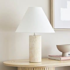 Astrid 43cm Travertine Table Lamp Natural lifestyle image