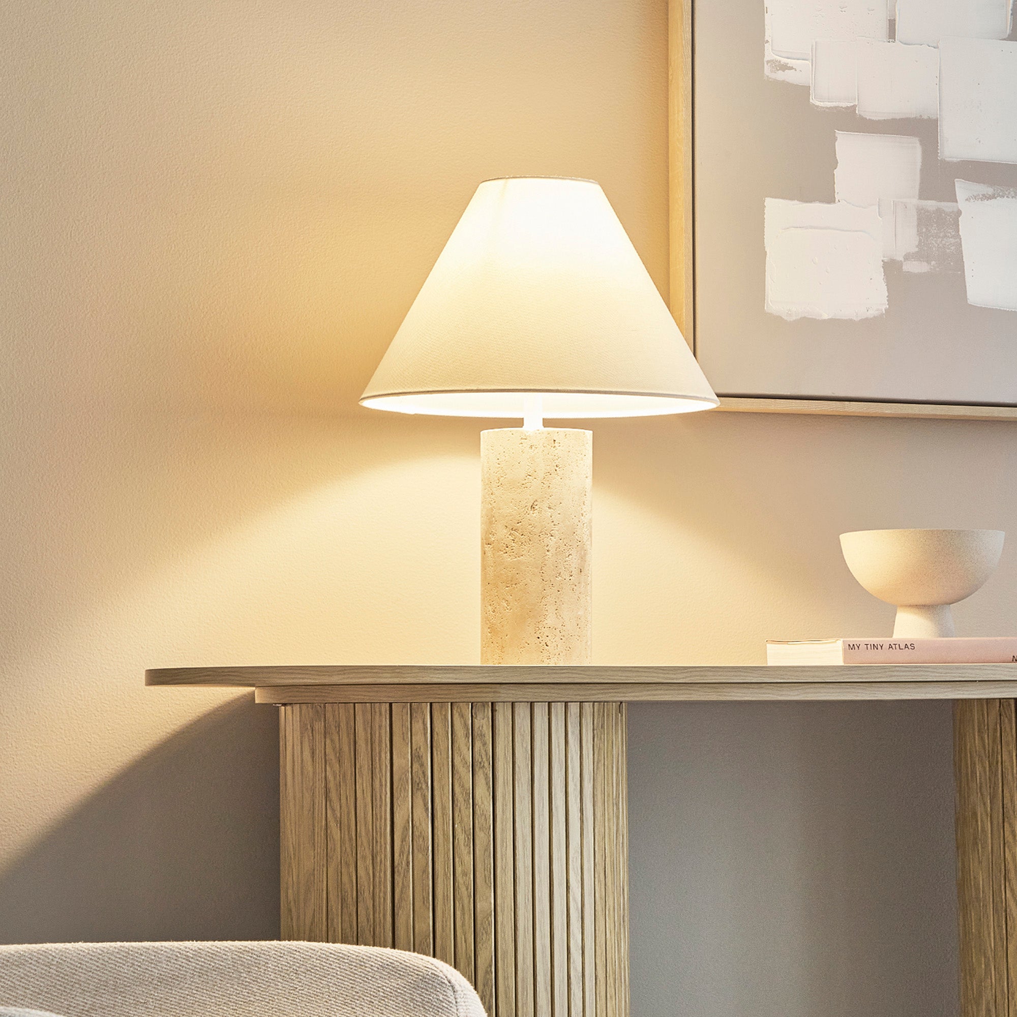 Astrid 43cm Travertine Table Lamp Natural product image 4