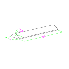 SHOWER FLOOR HALF ROUND WATER SEAL BAR - 750MM - BRUSHED GUNMETAL