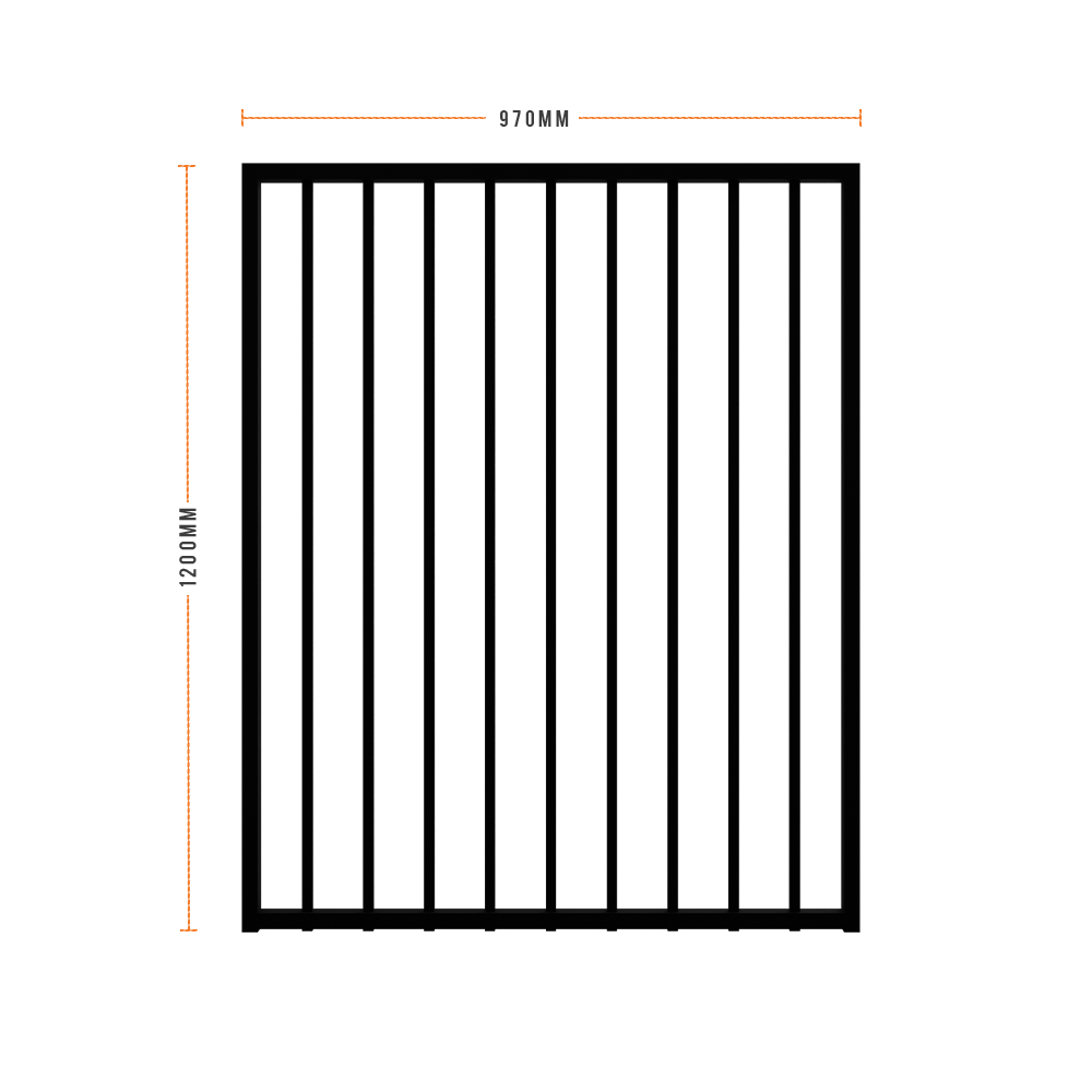Square Aluminium Pool Fence Gate , Burleigh Gate (16mm Sqr Tubes) - 970 x 1200mm