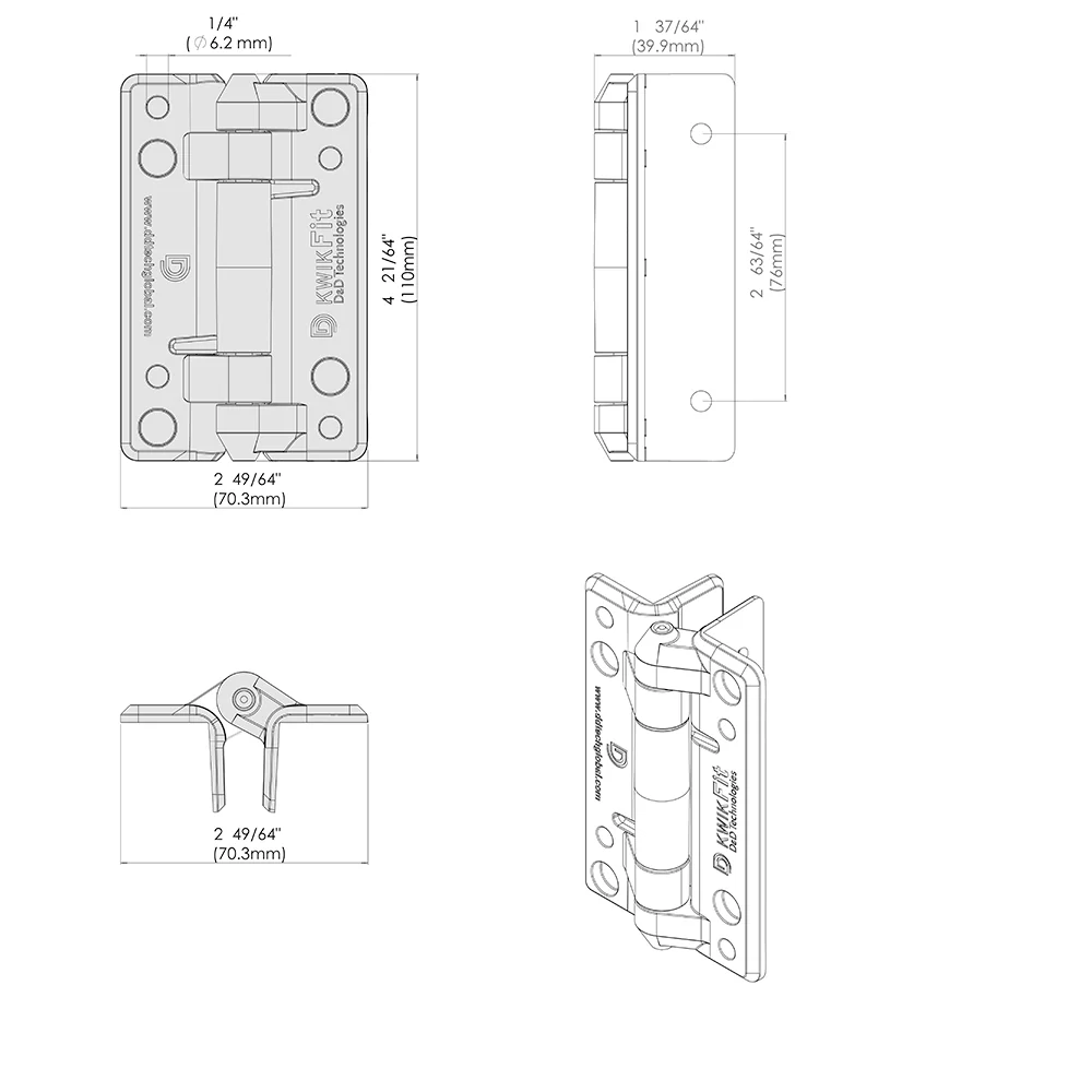 D&D KwikFit Hinges Pair - Plain