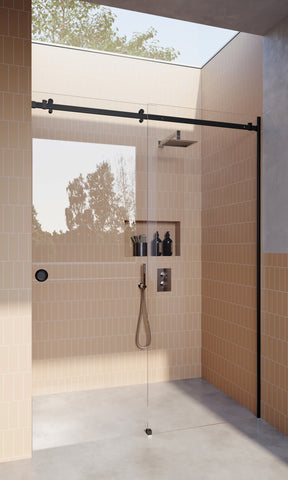 Matt Black 10mm Frameless Sliding Shower Screen, Highest Quality, Up to 1940mm wide - Channel Fit