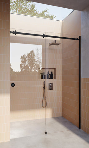 Matt Black 10mm Frameless Sliding Shower Screen, Highest Quality, Up to 1940mm wide - Extended Channel Fit