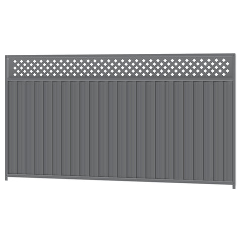 1800mm high Colorbond Lattice Fencing Panel 100% Australian Made (3.18m wide) 4x Sheets, 2x Channel Posts, 3x Rails, 1x Infill sheet, Screws.