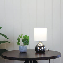 Lotti Gunmetal ON / OFF Touch Lamp in Gunmetal Finish styled in a room