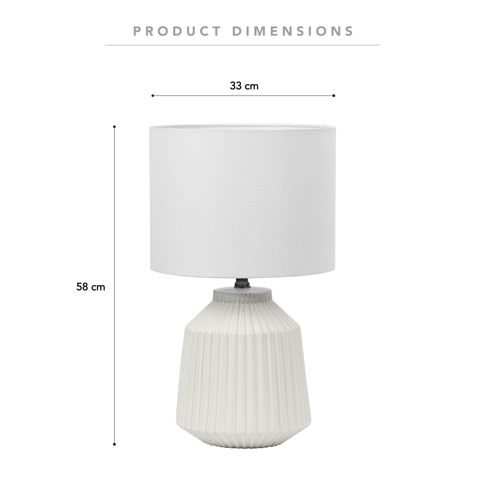 Pleat 57cm Modern Ceramic Table Lamp White product image 3