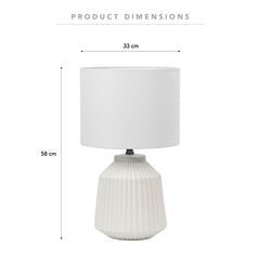 Pleat 57cm Modern Ceramic Table Lamp White product image 3