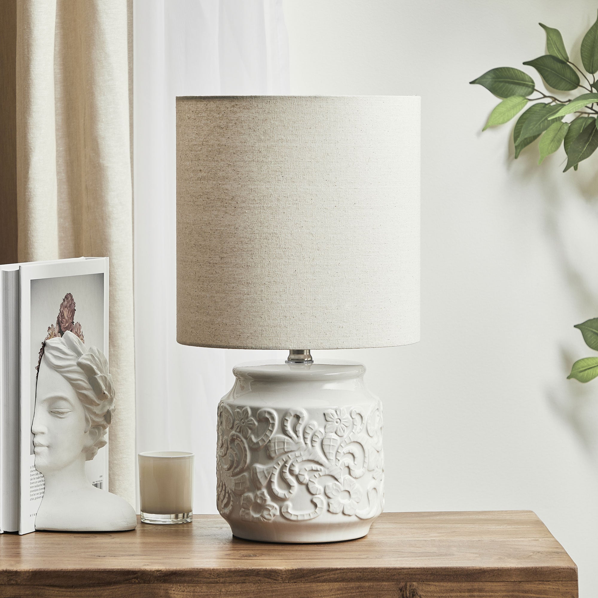Florence 46cm Modern Ceramic Table Lamp White product image 7