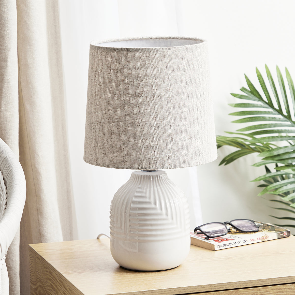 Maze 39cm Modern Ceramic Table Lamp White lifestyle image