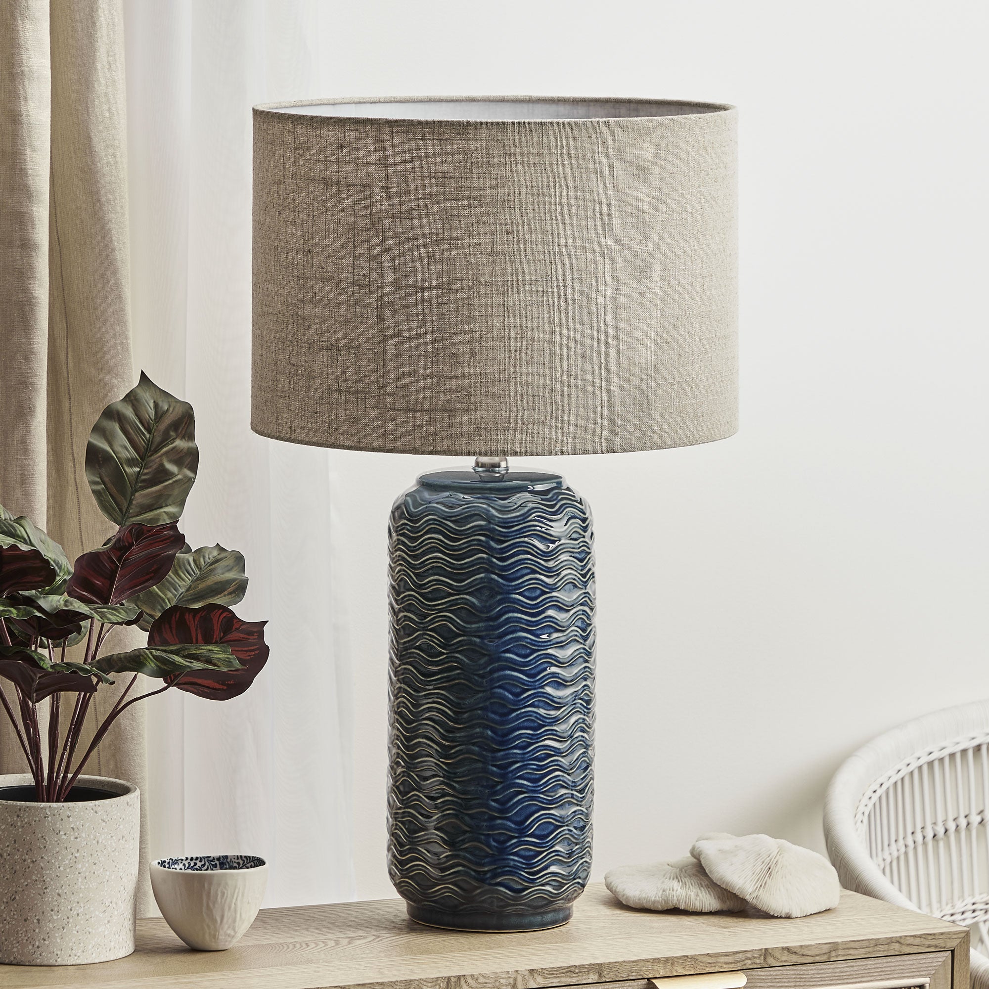 Mirage 63.5cm Modern Ceramic Table Lamp Blue lifestyle image