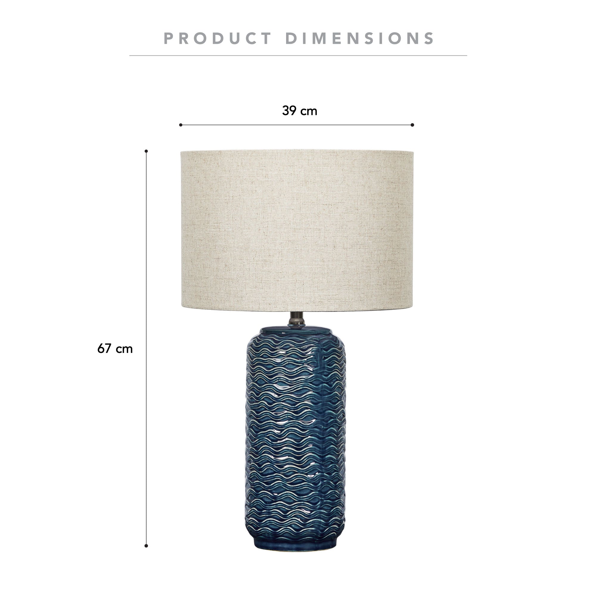 Mirage 63.5cm Modern Ceramic Table Lamp Blue product image 3