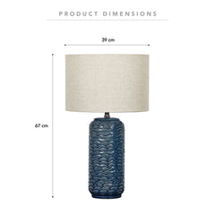 Mirage 63.5cm Modern Ceramic Table Lamp Blue product image 3