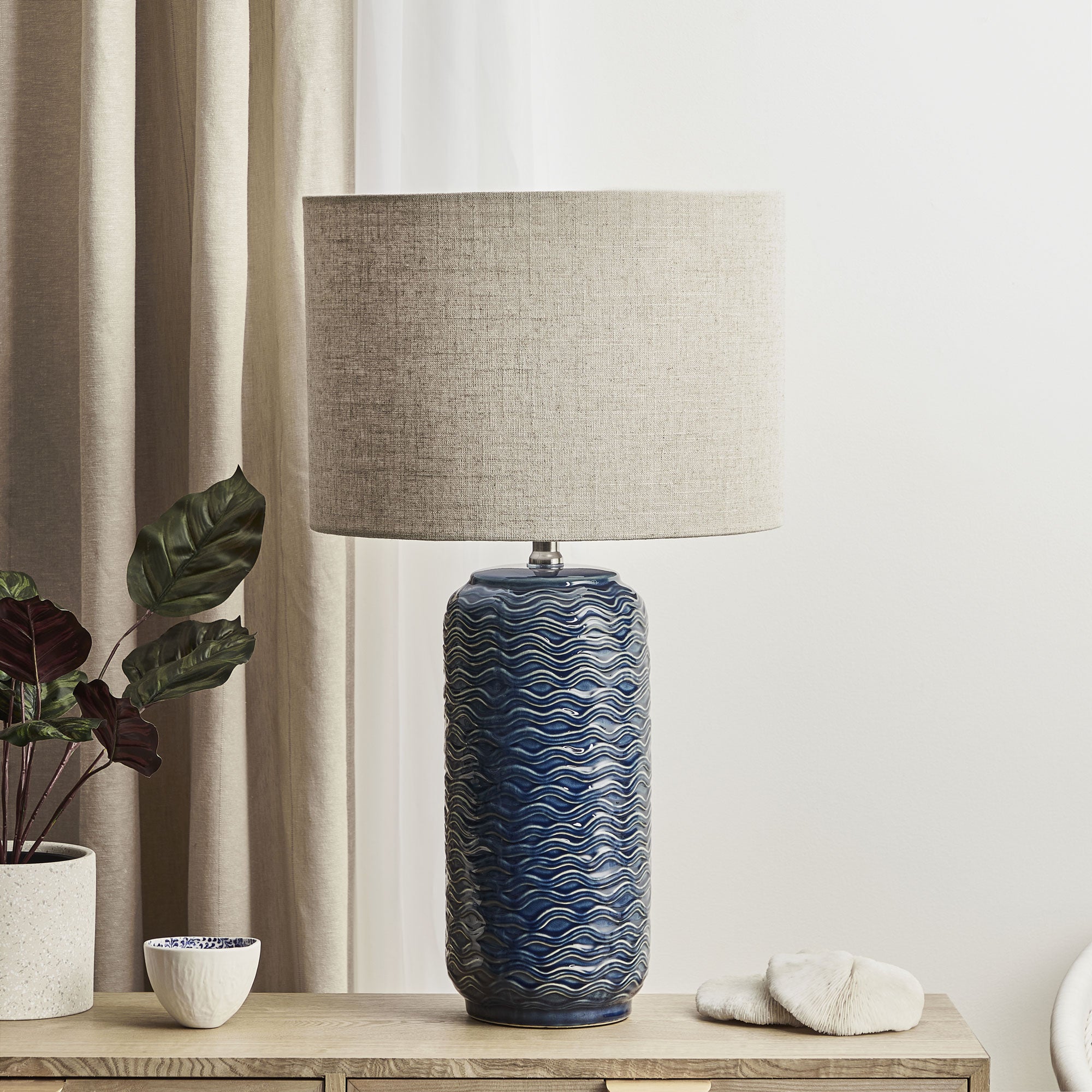 Mirage 63.5cm Modern Ceramic Table Lamp Blue product image 7