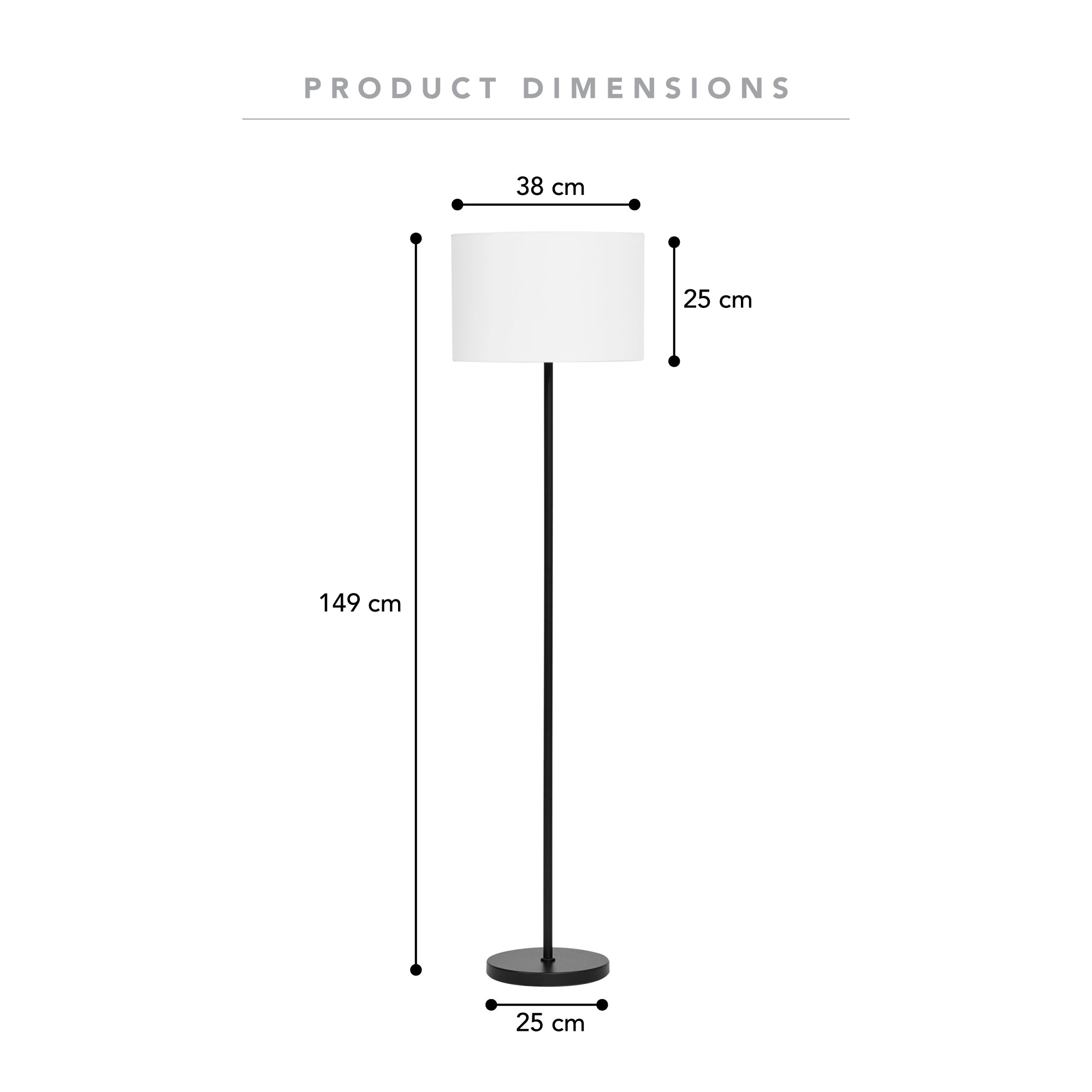 Ella 149cm Floor Lamp Black product image 3