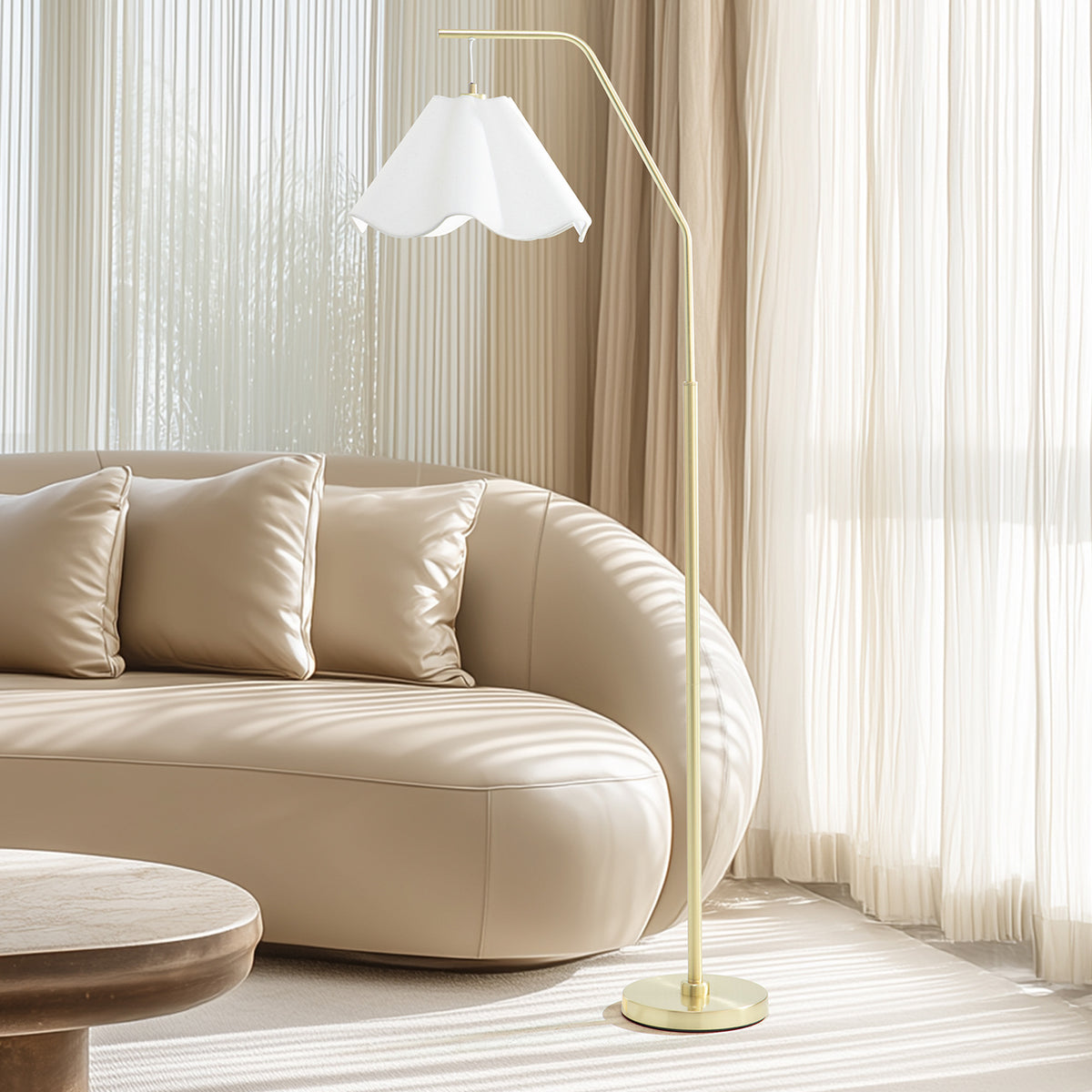Astrid Hanging Wavy Floor Lamp Gold lifestyle image