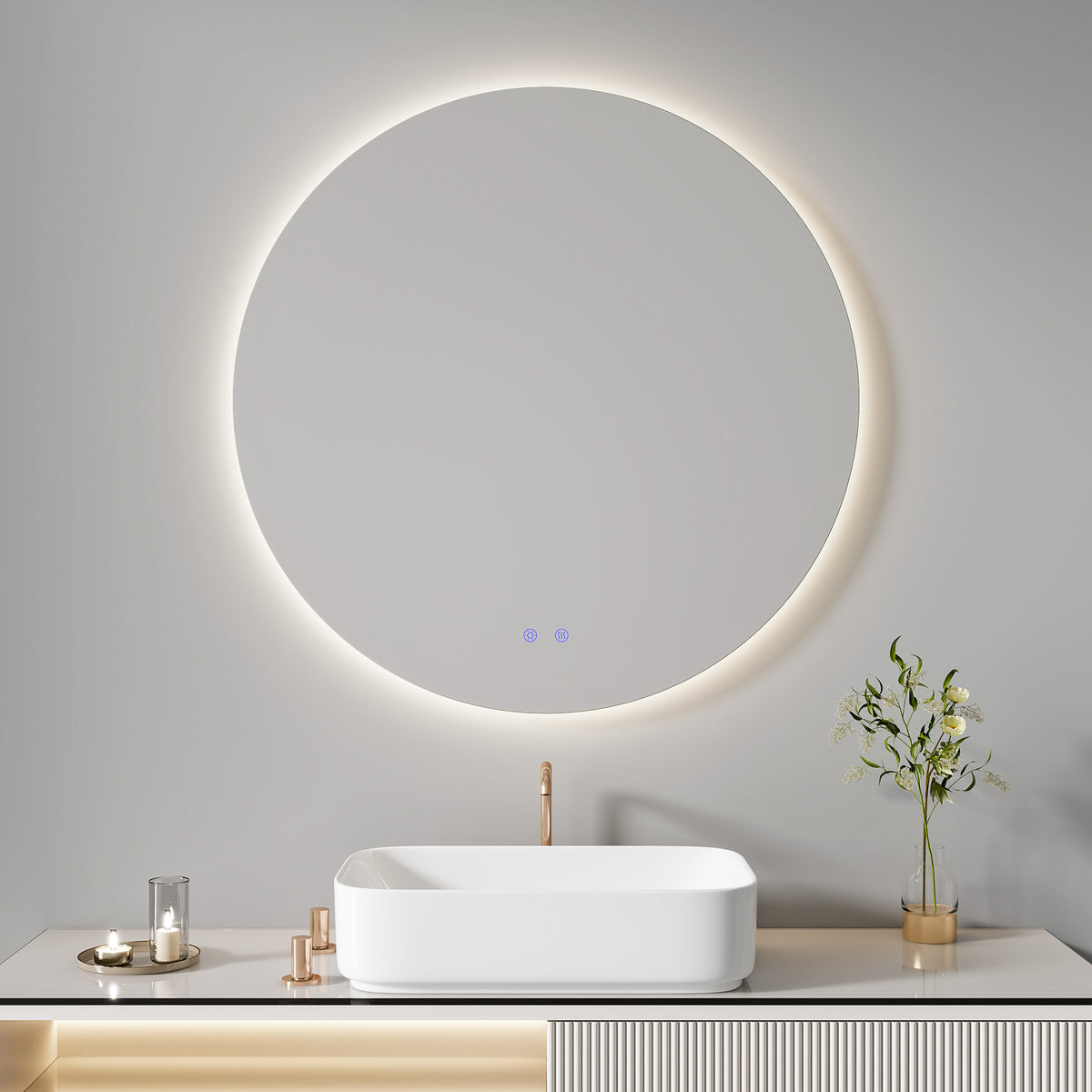 Aurora 80cm Round Backlit Mirror lifestyle image