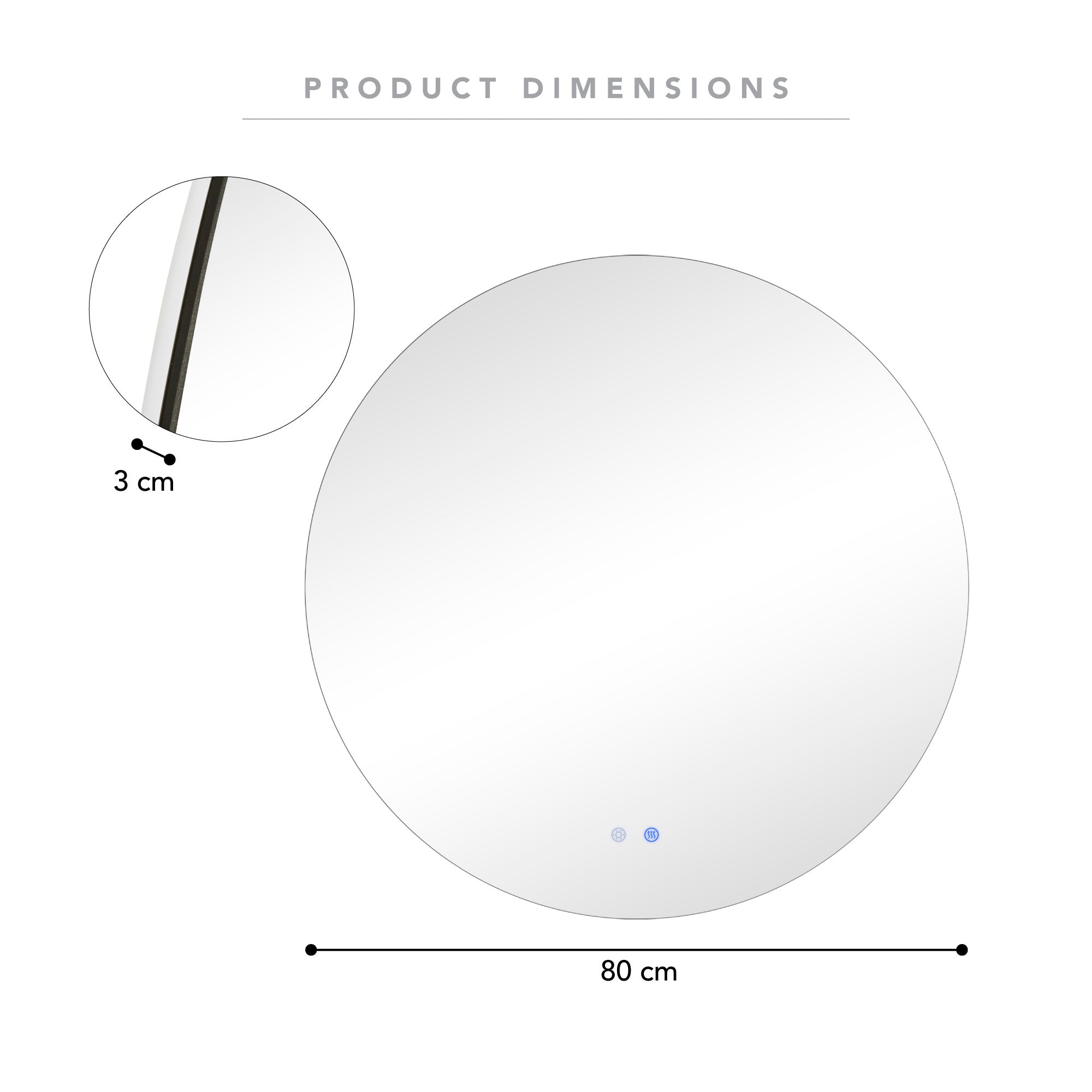 Aurora 80cm Round Backlit Mirror product image 3