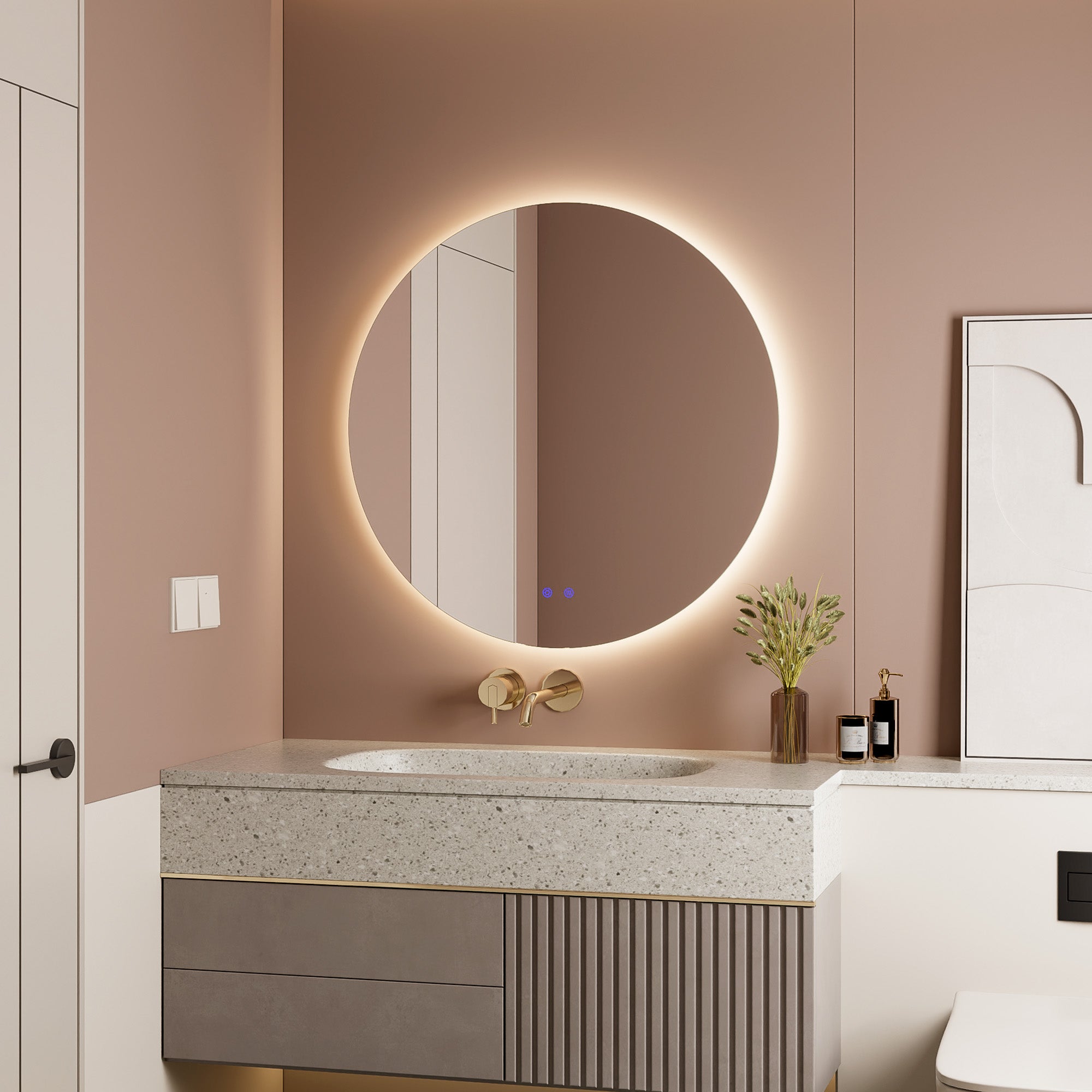Aurora 80cm Round Backlit Mirror product image 4