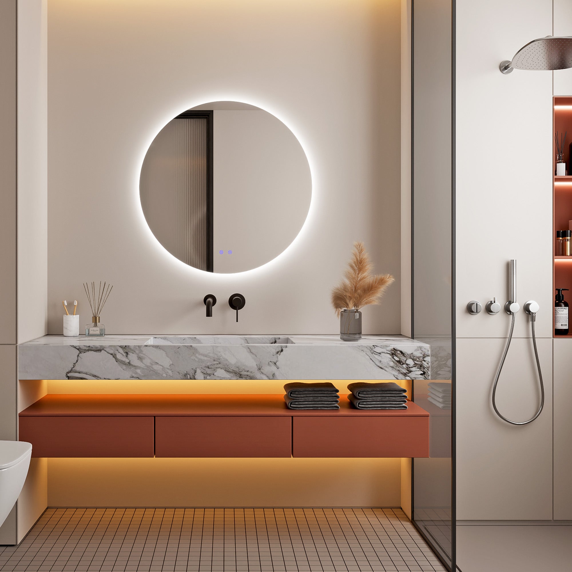 Aurora 80cm Round Backlit Mirror product image 5