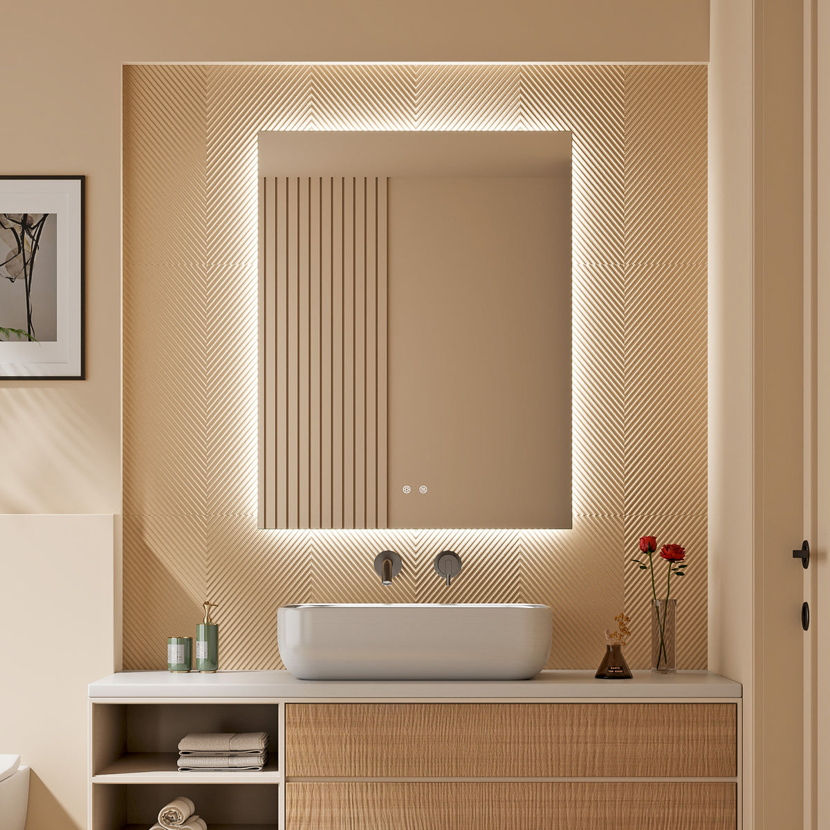 Aurora 90cm Rectangle Backlit Mirror lifestyle image