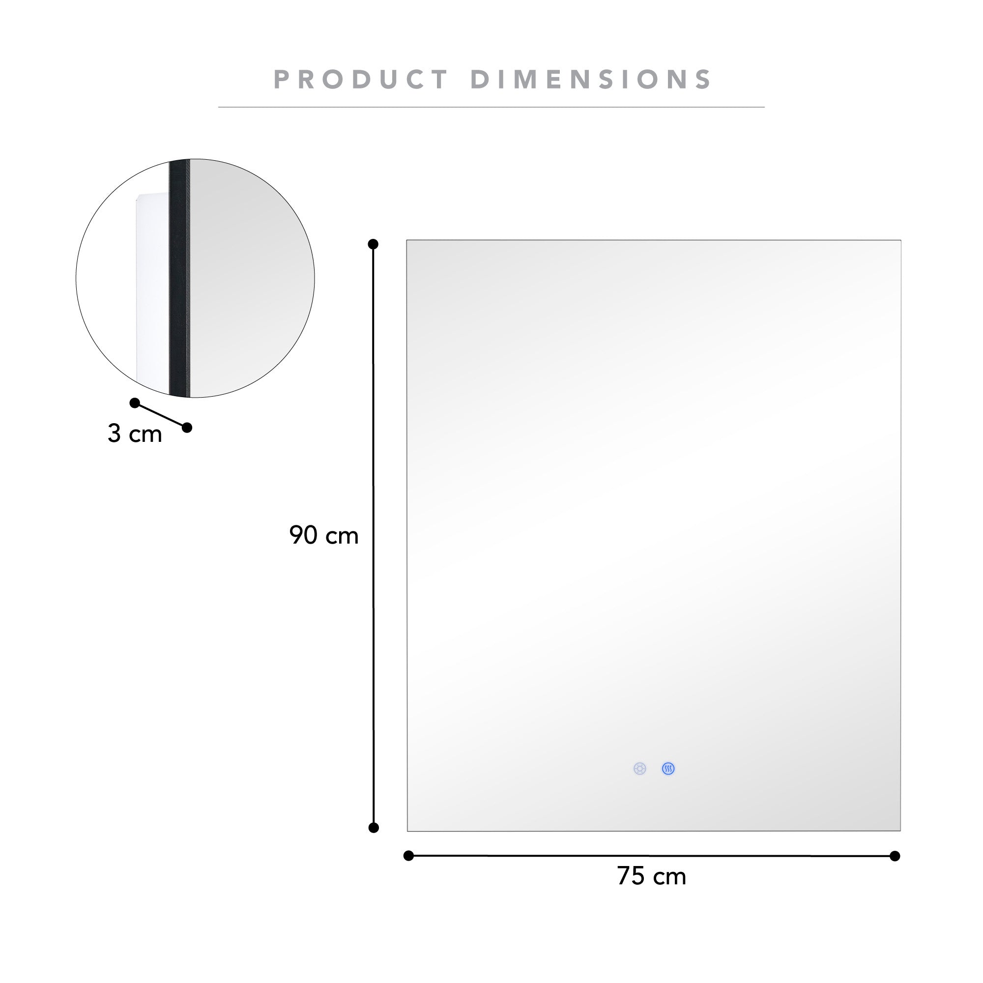 Aurora 90cm Rectangle Backlit Mirror product image 3