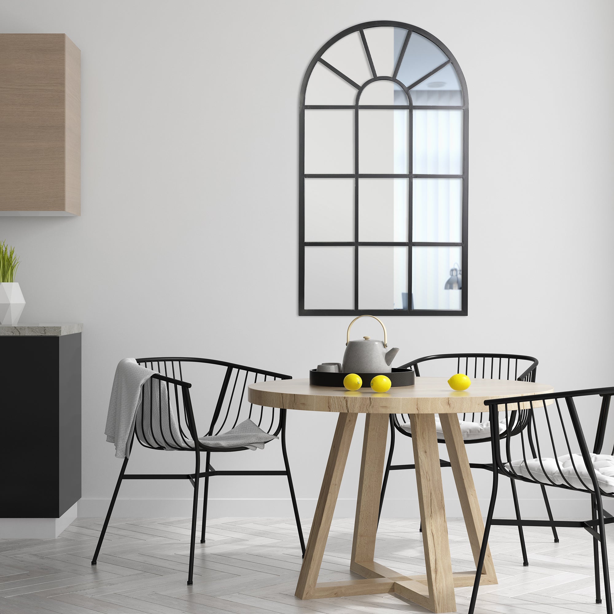 Abbey 105cm Arch Iron Indoor Outdoor Mirror Black product image 3