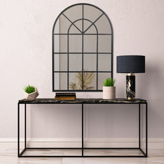 Grace 135cm Large Arch Iron Indoor Outdoor Mirror Black product image 3