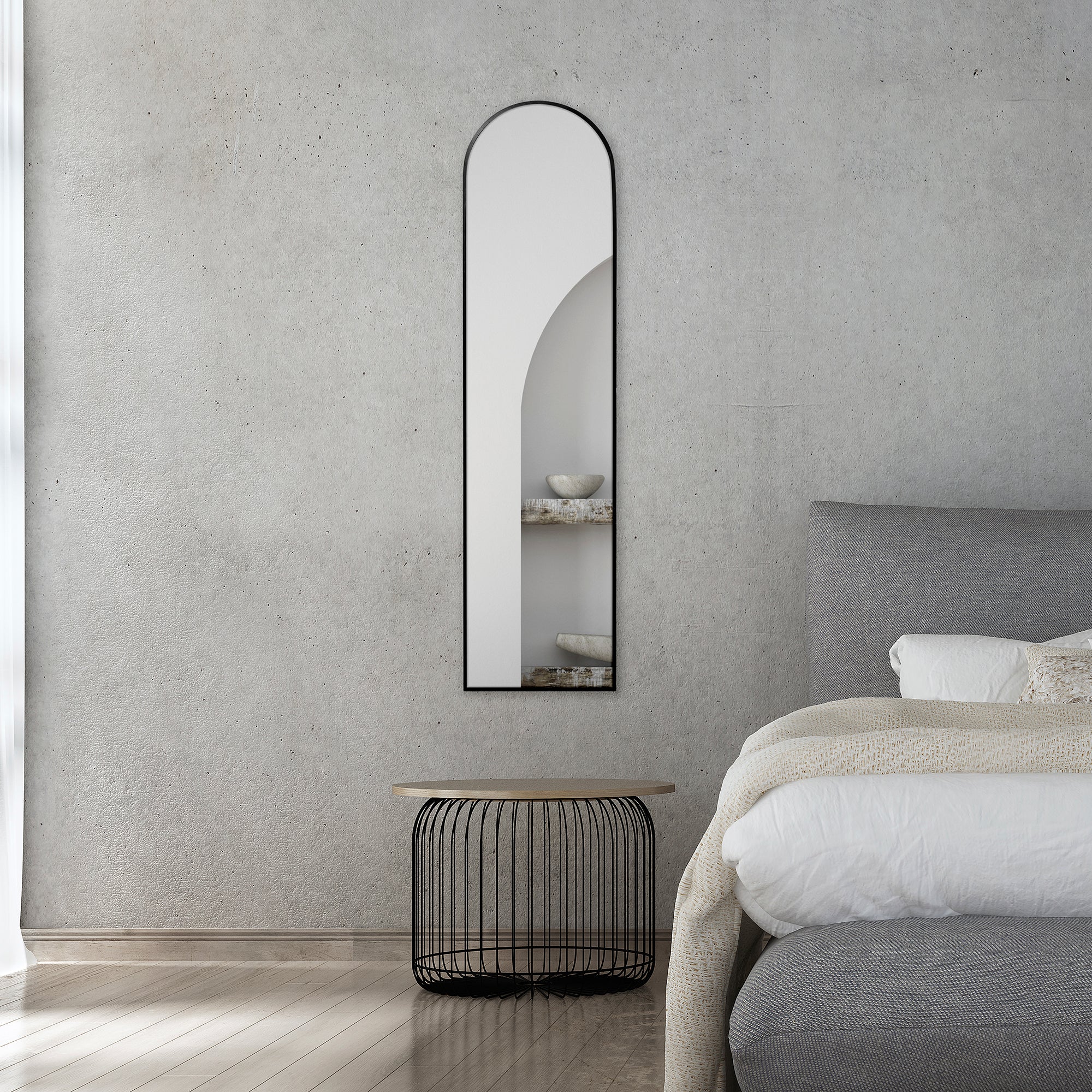 Cindy 120cm Arched Leaning Wall Mirror Black product image 5