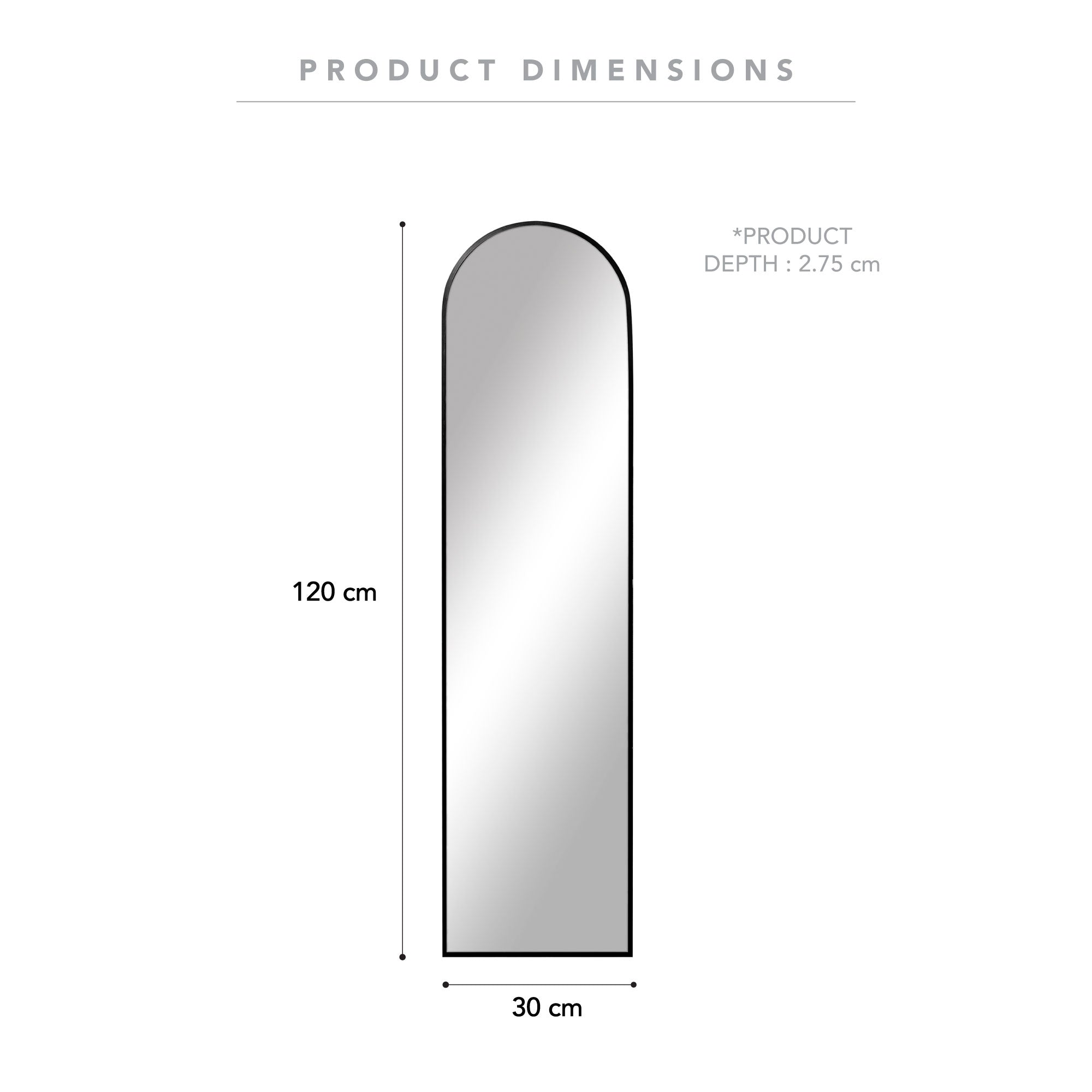Cindy 120cm Arched Leaning Wall Mirror Black product image 4