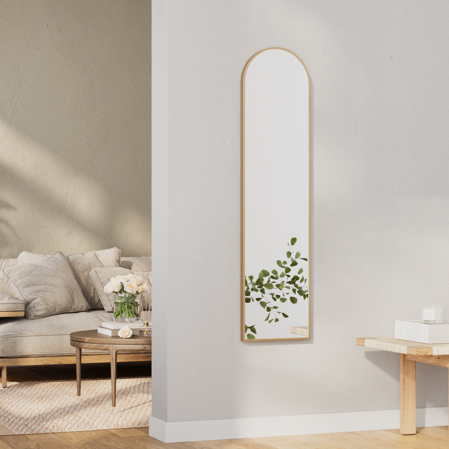 Cindy 120cm Arched Leaning Wall Mirror Gold product image 4