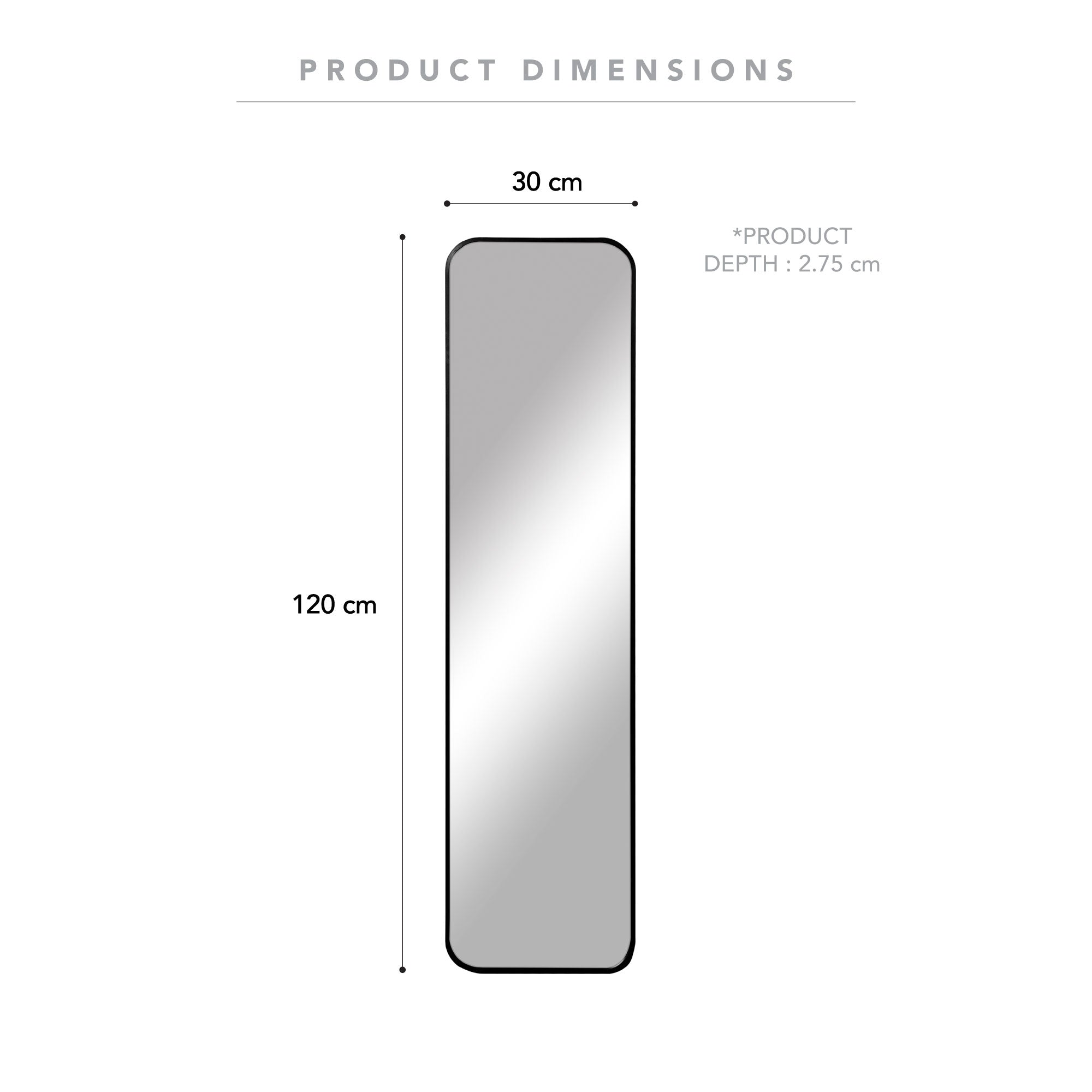 Elle 120cm Rectangle Leaning Wall Mirror Black product image 4
