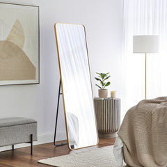 Elle 165cm Standing Full Length Rectangle Mirror Gold lifestyle image