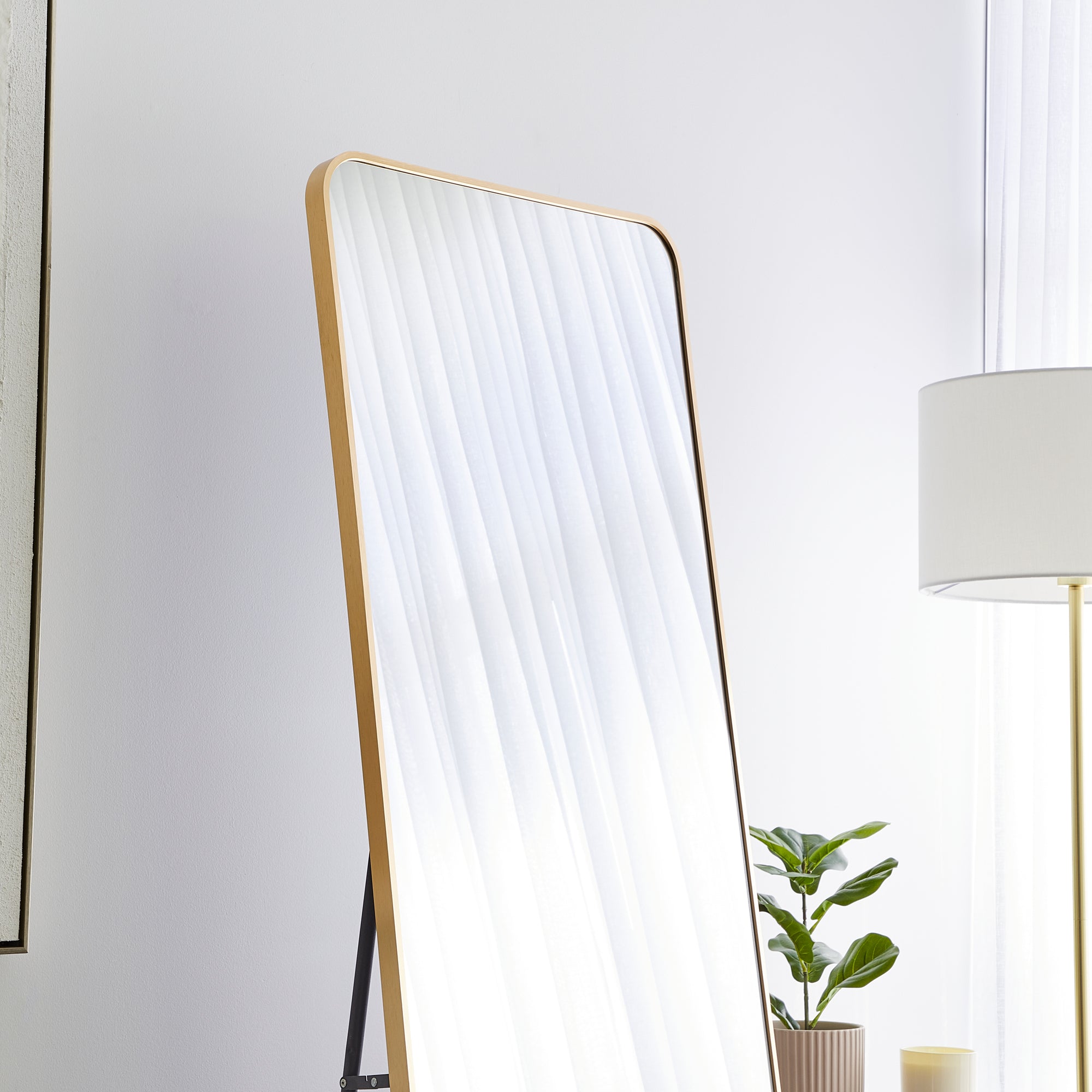 Elle 165cm Standing Full Length Rectangle Mirror Gold product image 4