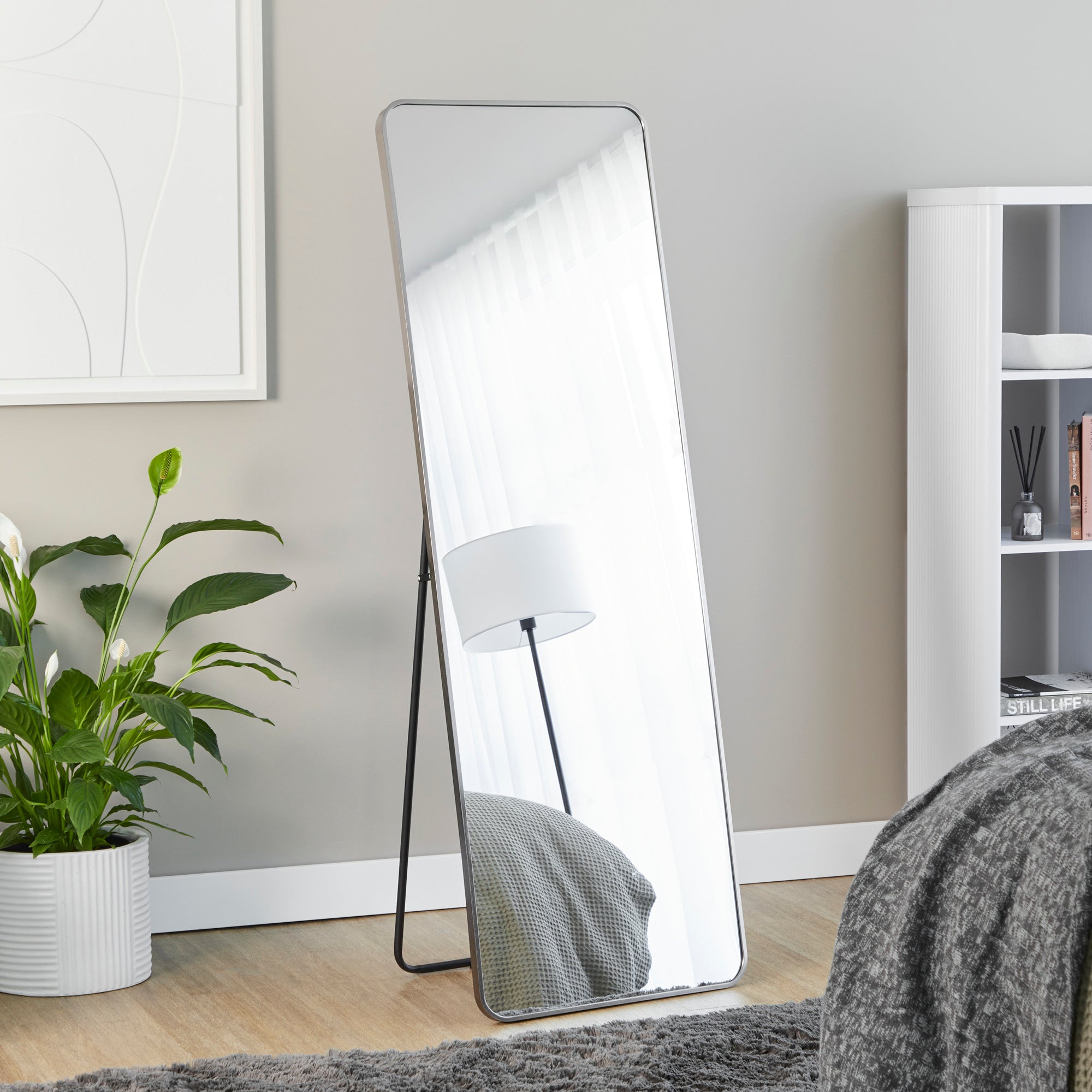 Elle 165cm Rectangle Standing Full Length Mirror Gunmetal Grey lifestyle image
