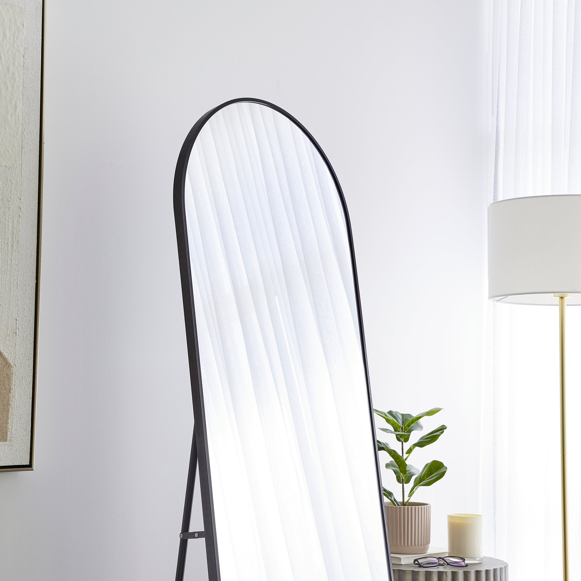 Cindy 165cm Arched Standing Full Length Mirror Black product image 4