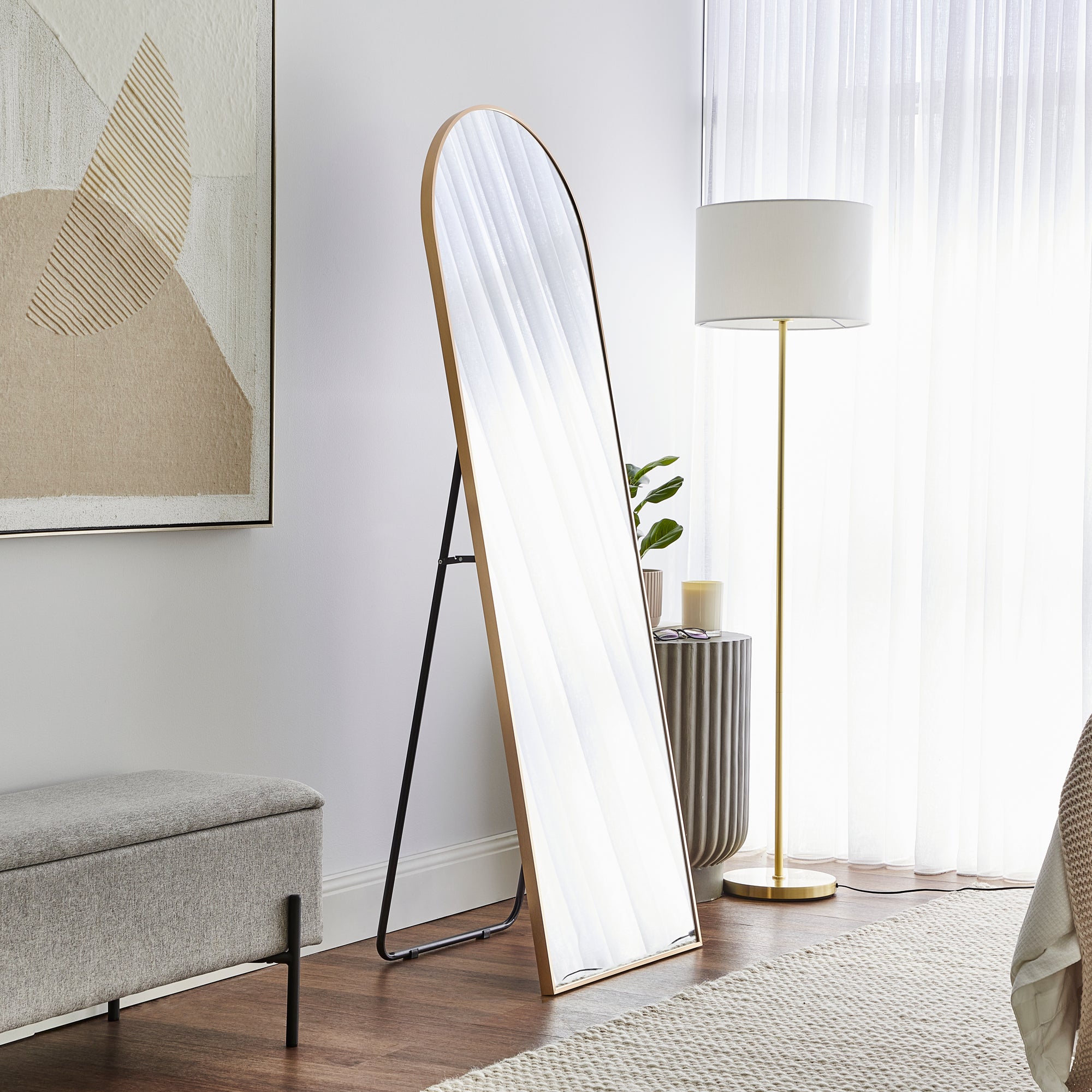 Cindy 165cm Arched Standing Full Length Mirror Gold product image 5