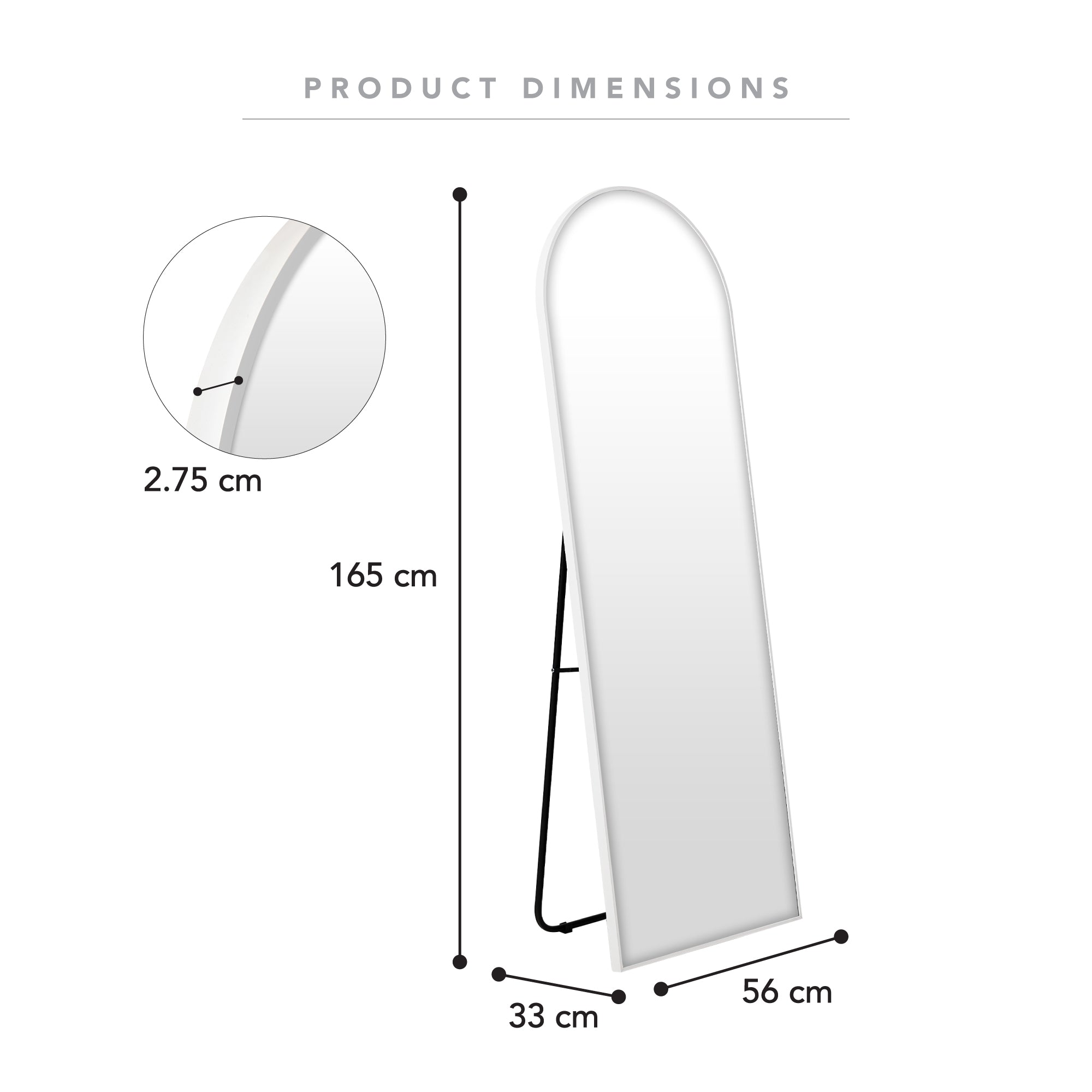 Cindy 165cm Arched Standing Full Length Mirror White product image 3