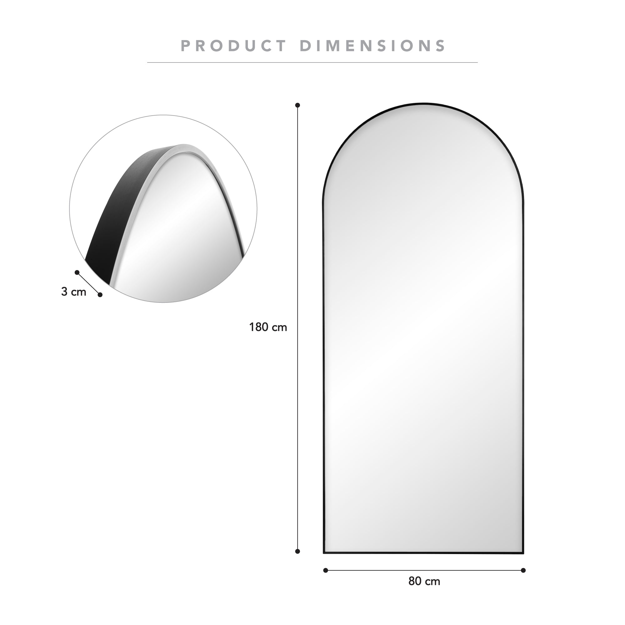 Cindy XL 180cm Arch Mirror Black product image 3