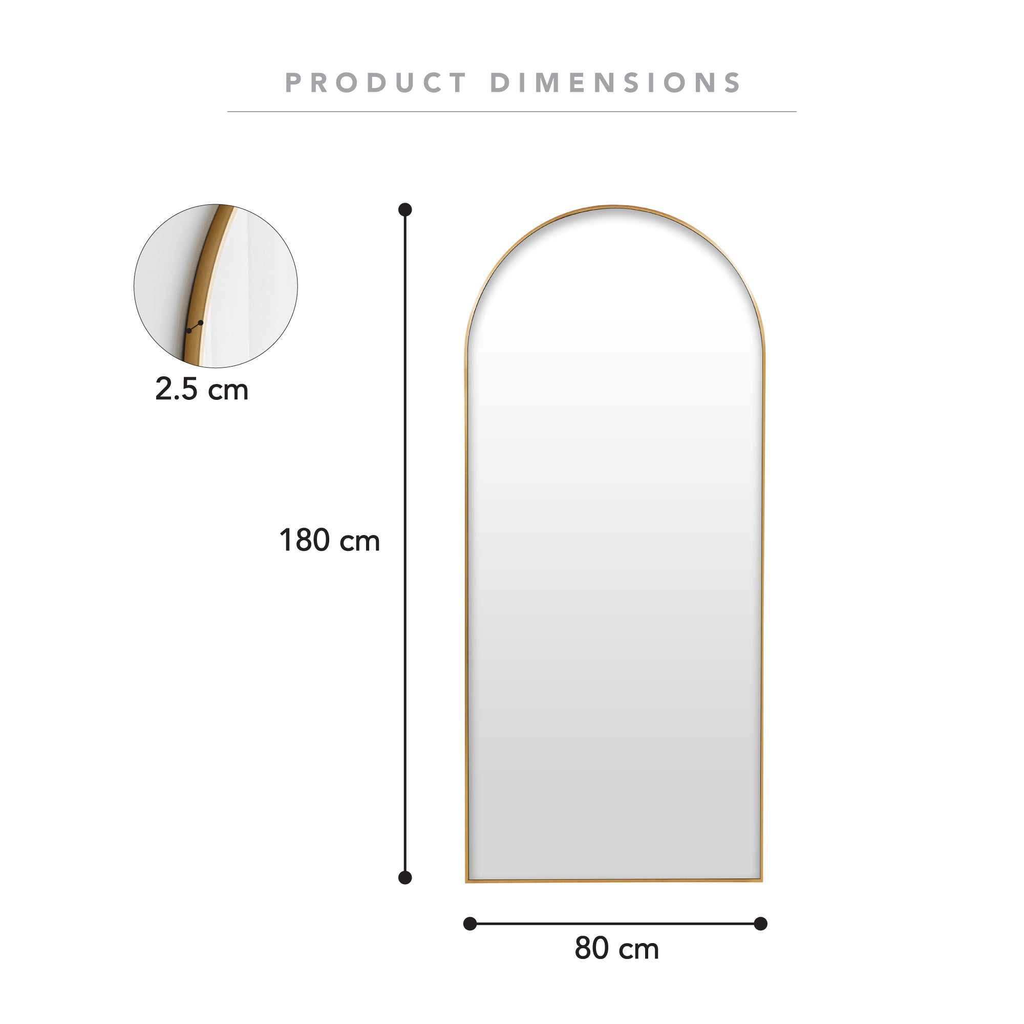 Cindy XL 180cm Arch Mirror Gold product image 3