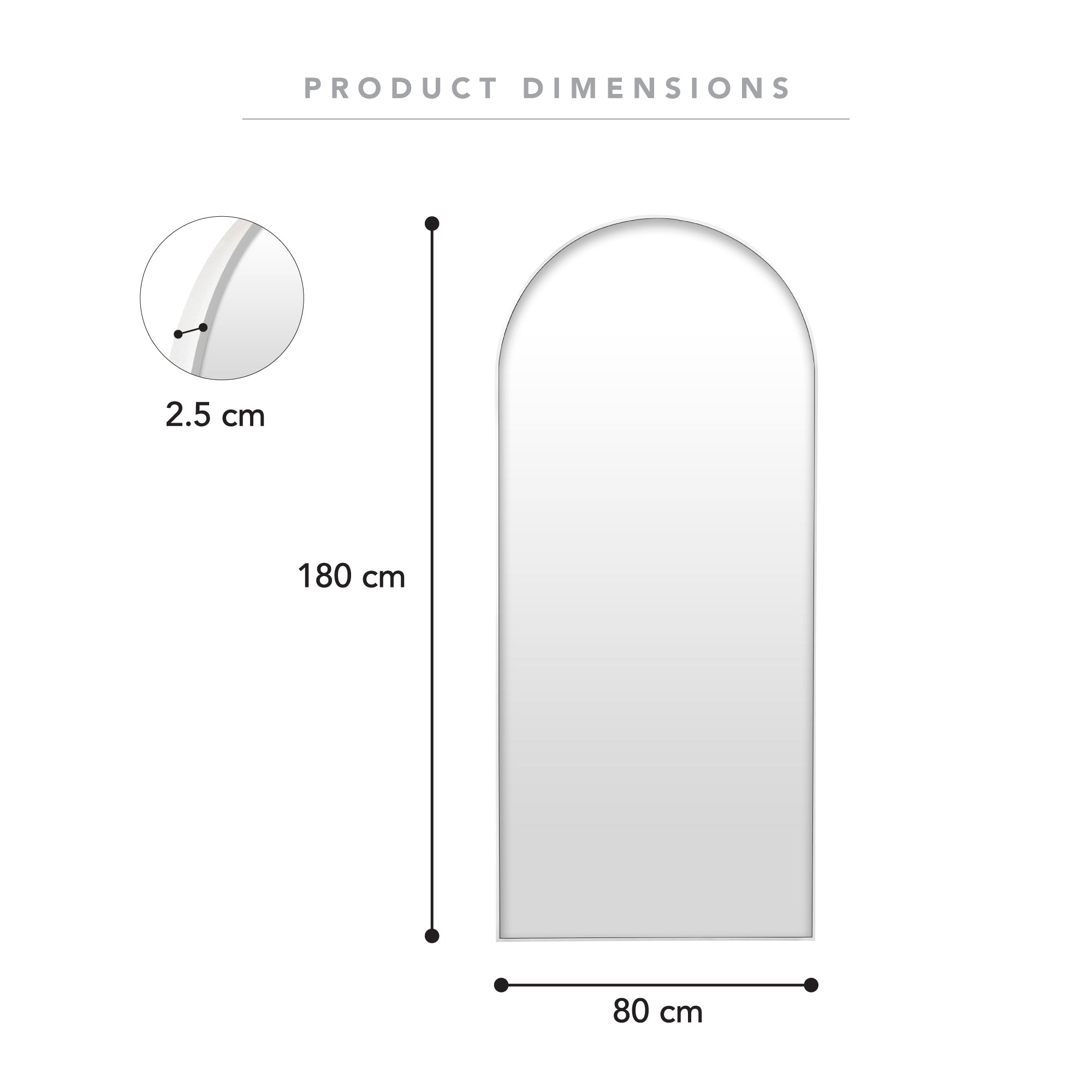 Cindy XL 180cm Arch Mirror White product image 3