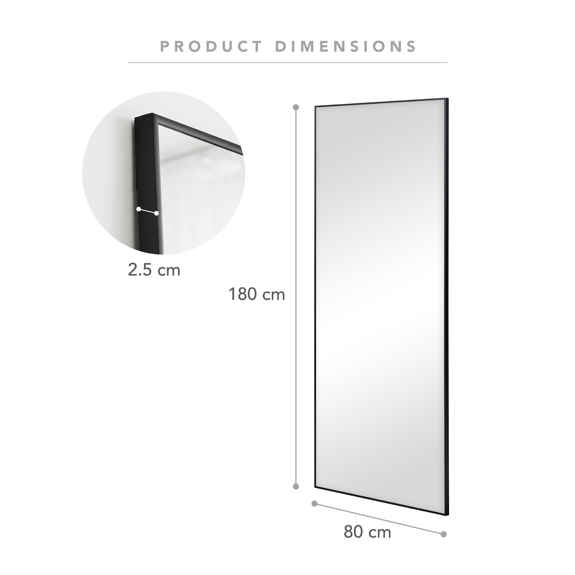 180cm Elle XL Rectangle Mirror Black product image 3