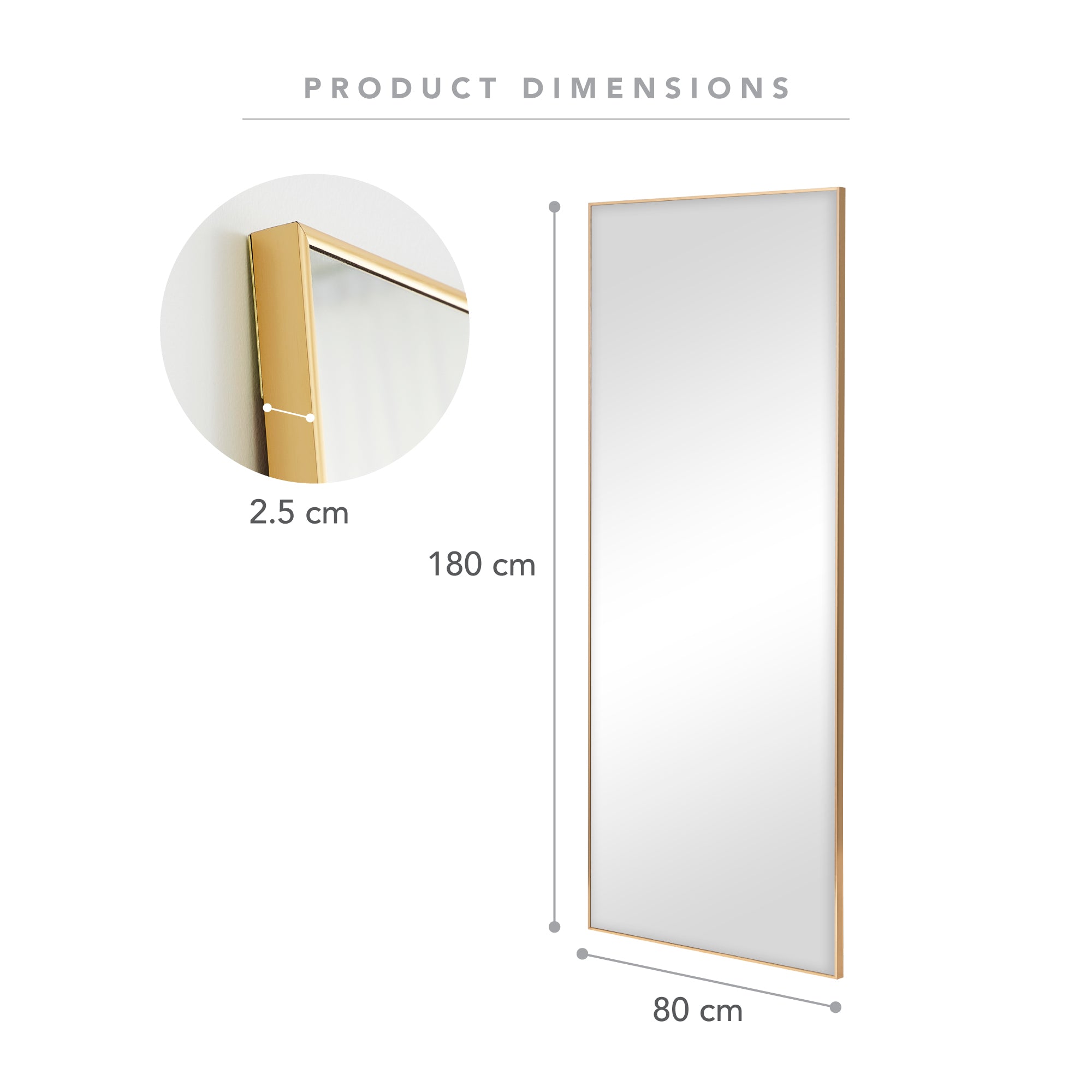 180cm Elle XL Rectangle Mirror Gold product image 3