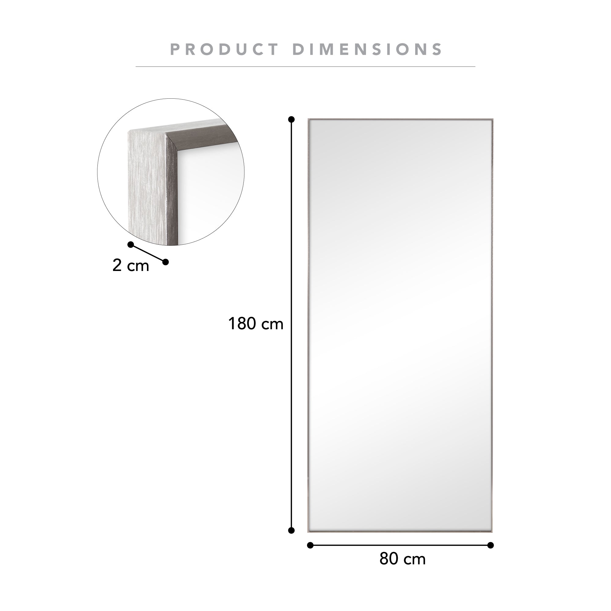 Elle XL 180cm Rectangle Mirror Gunmetal Grey product image 3