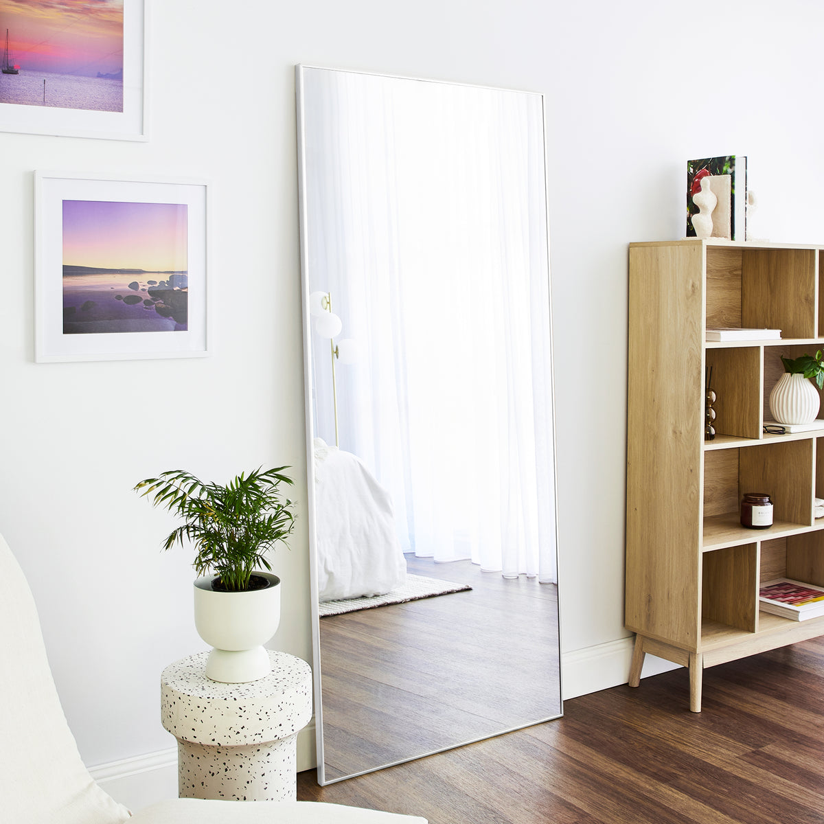Elle 180cm XL Rectangle Mirror White lifestyle image