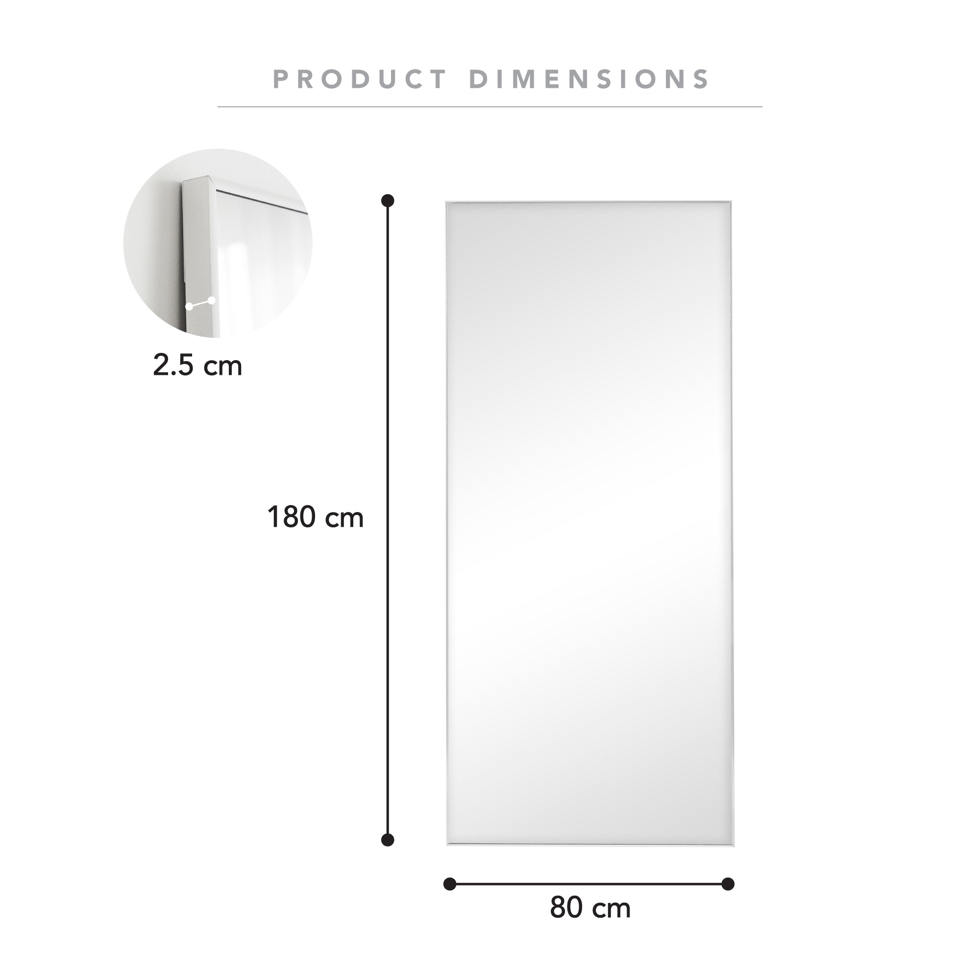 Elle 180cm XL Rectangle Mirror White product image 3